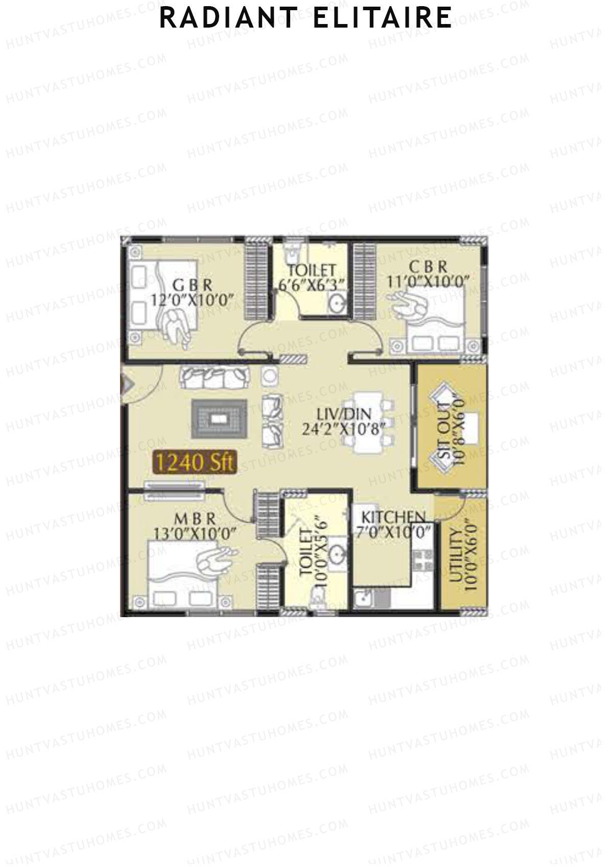 Radiant Elitaire Wing A Unit 2 Floor Plan
