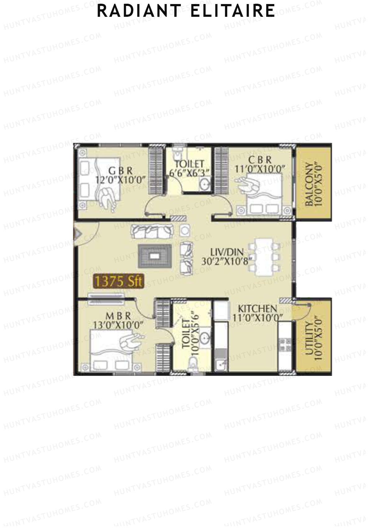 Radiant Elitaire Wing A Unit 2 Floor Plan
