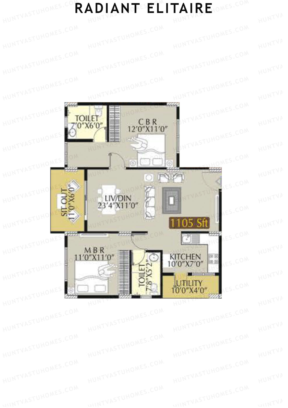 Radiant Elitaire Wing A Unit 3 Floor Plan