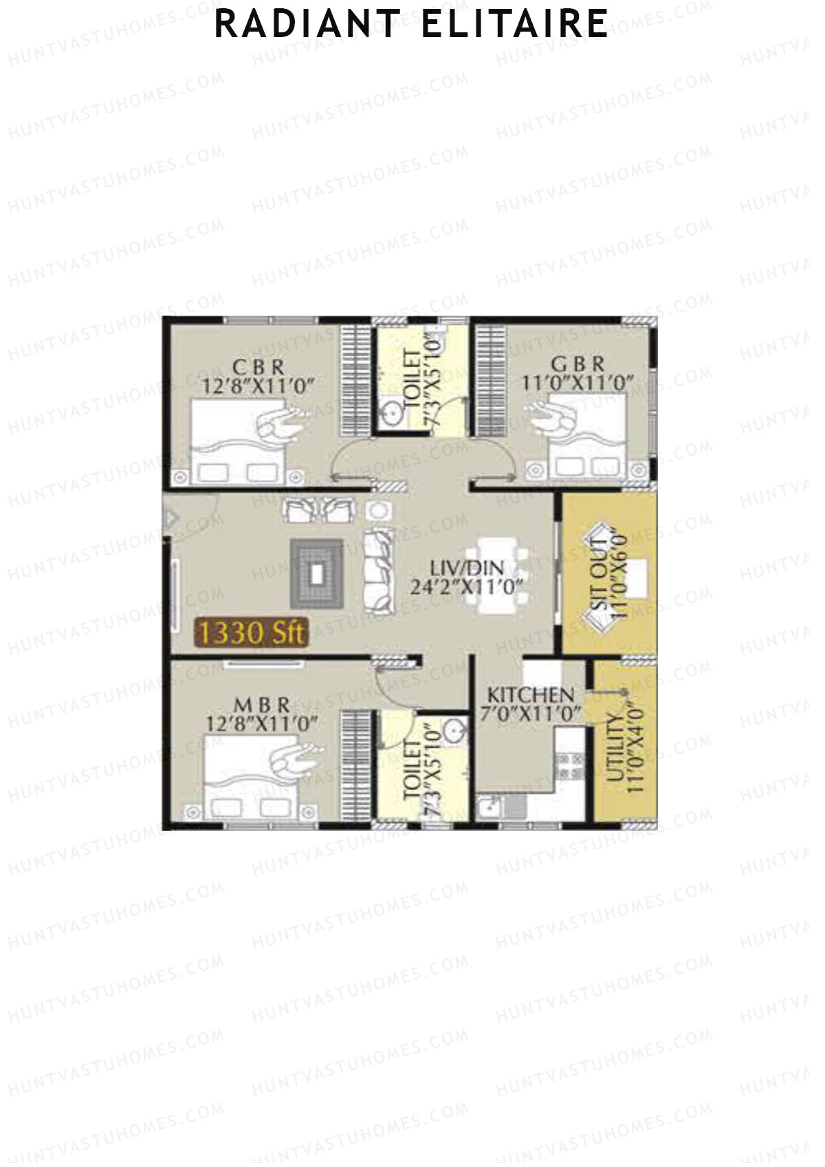 Radiant Elitaire Wing A Unit 4 Floor Plan