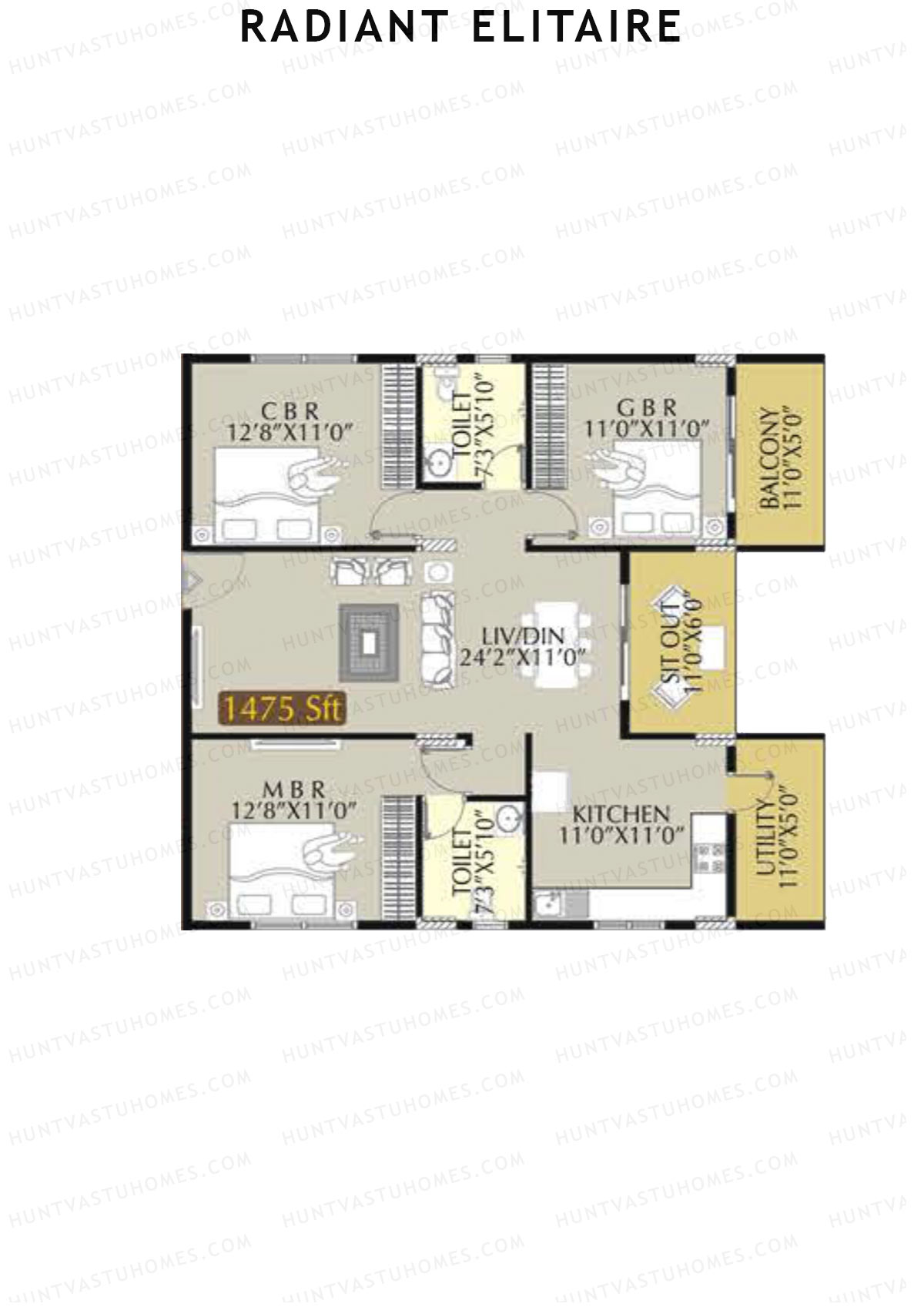 Radiant Elitaire Wing A Unit 4 Floor Plan