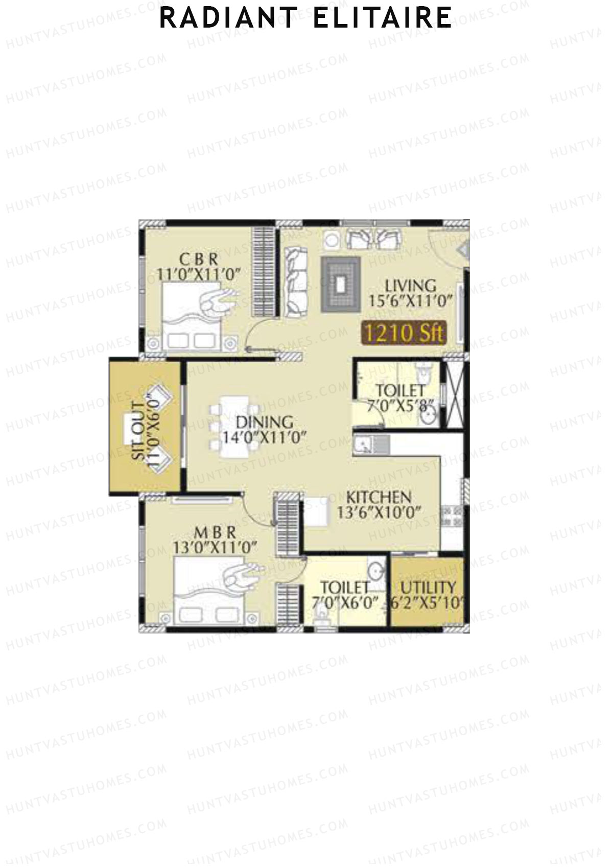 Radiant Elitaire Wing A Unit 5 Floor Plan