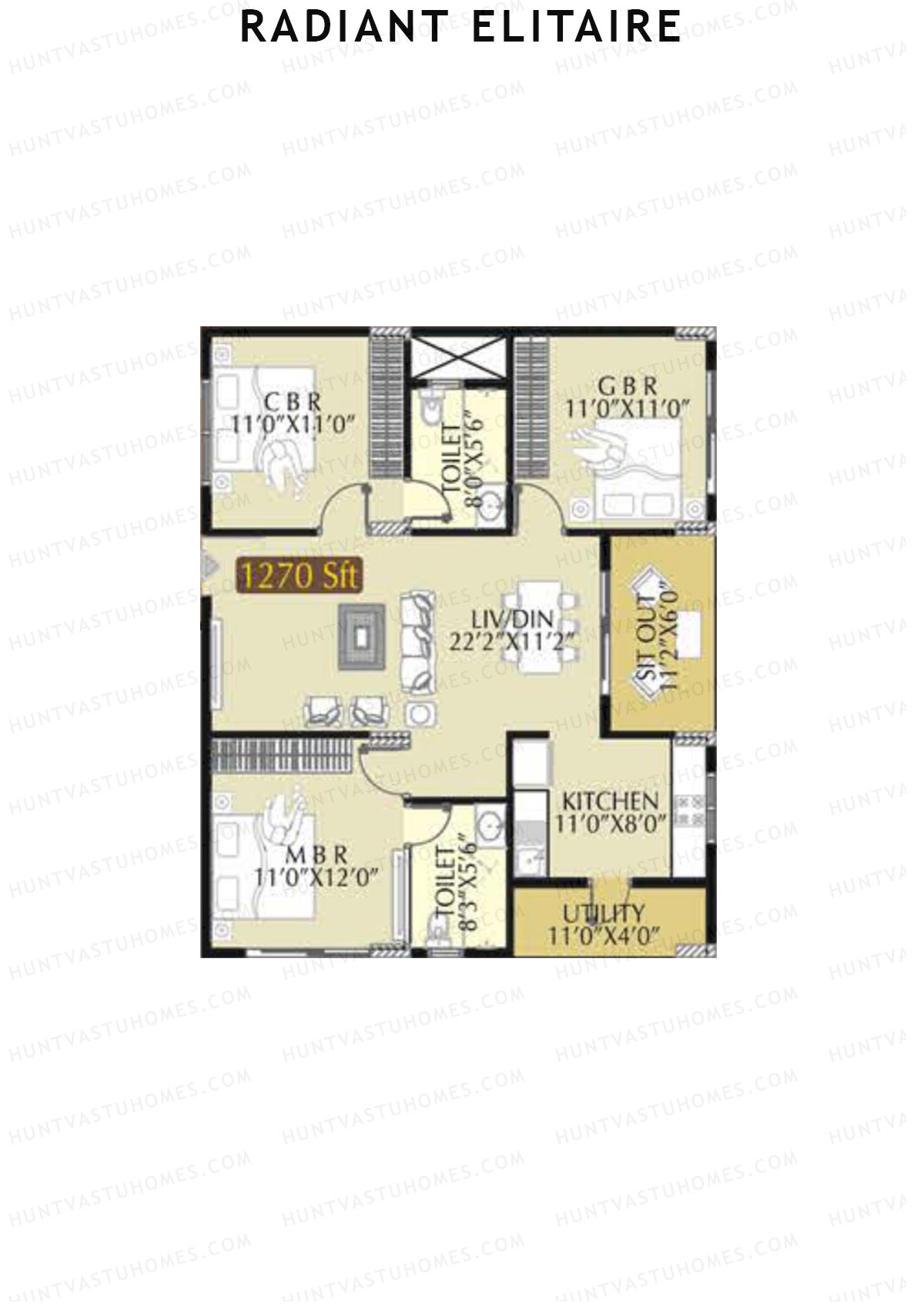 Radiant Elitaire Wing A Unit 6 Floor Plan