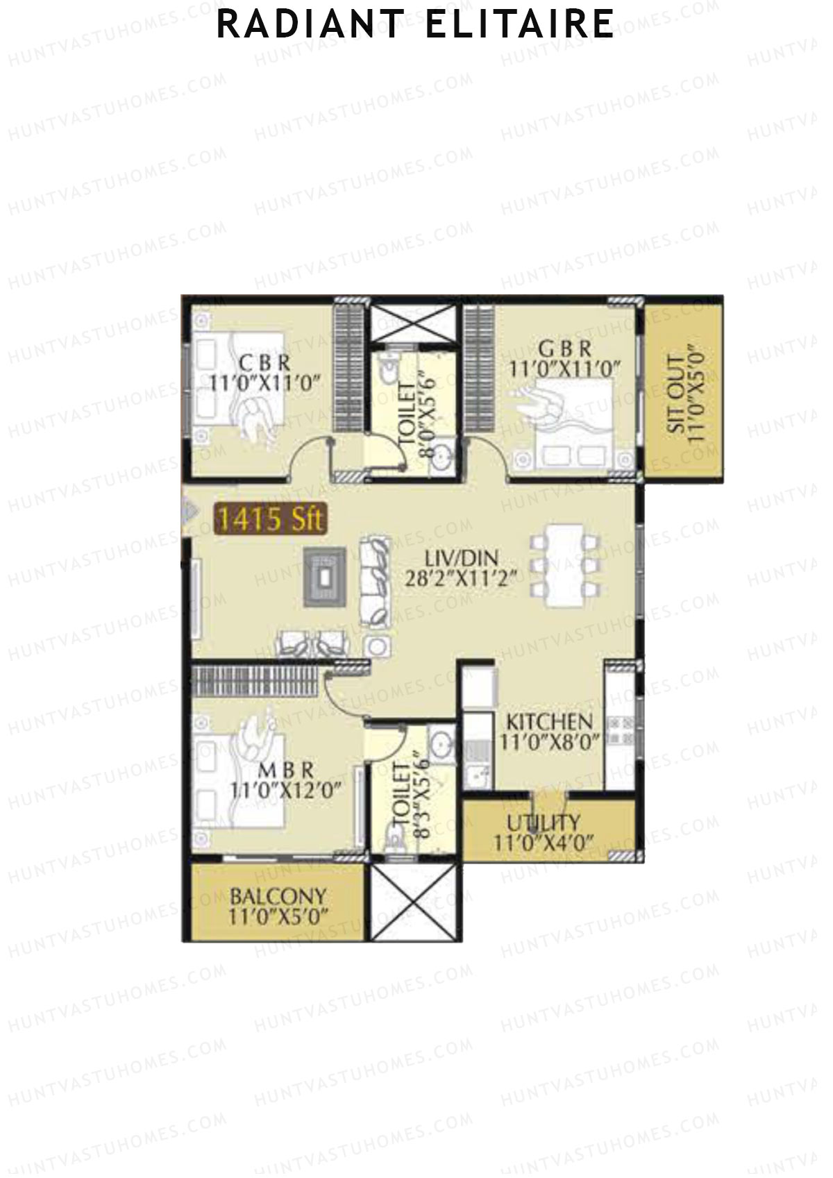 Radiant Elitaire Wing A Unit 6 Floor Plan