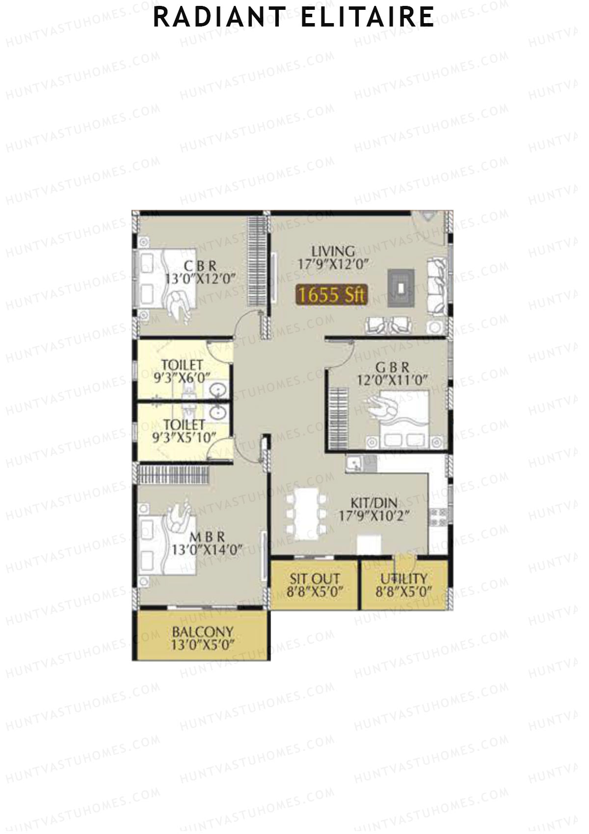 Radiant Elitaire Wing A Unit 7 Floor Plan