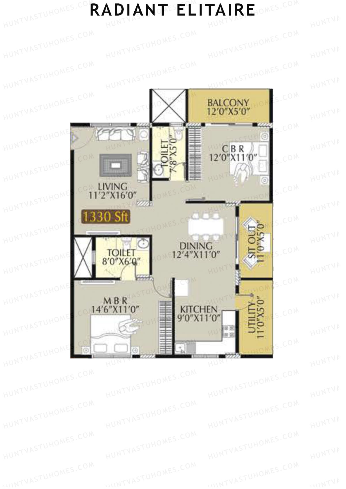 Radiant Elitaire Wing A Unit 8 Floor Plan