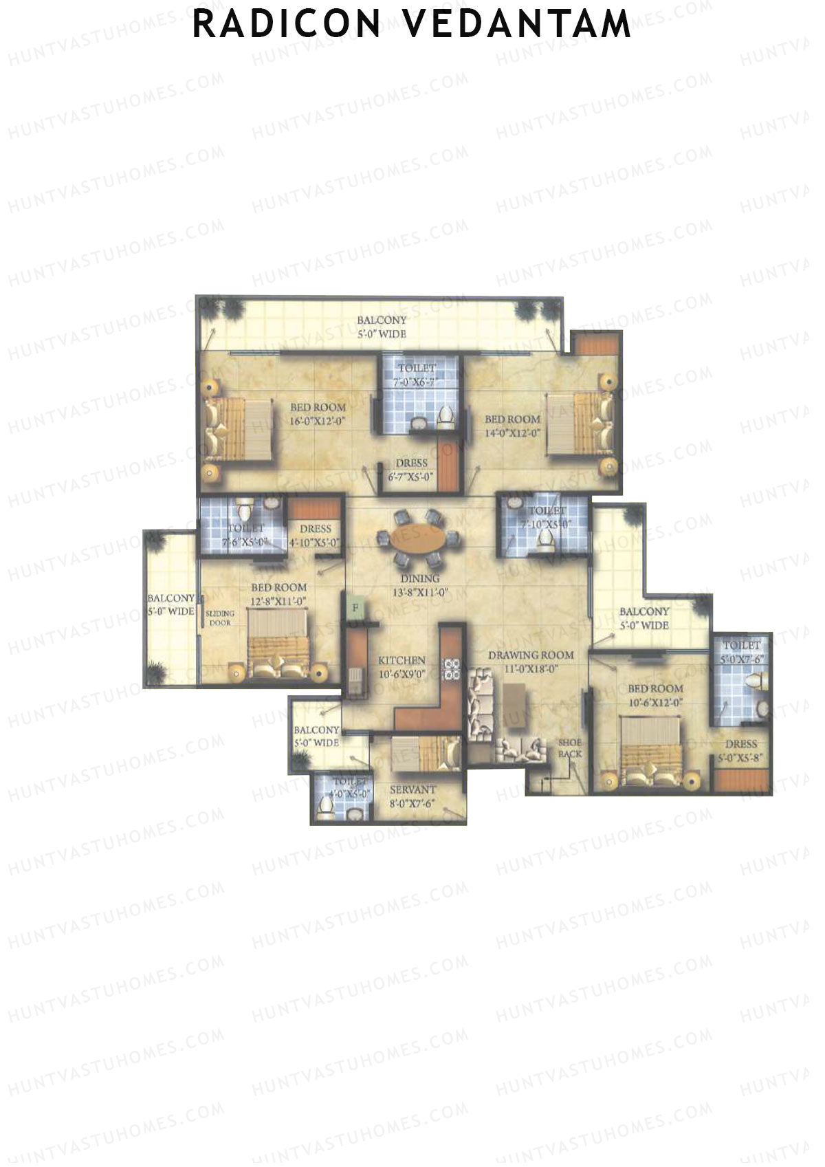 Radicon Vedantam Tower D2F Unit 1 Floor Plan