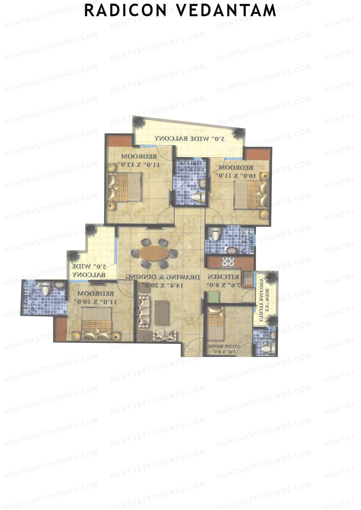Radicon Vedantam Tower D2F Unit 2 Floor Plan