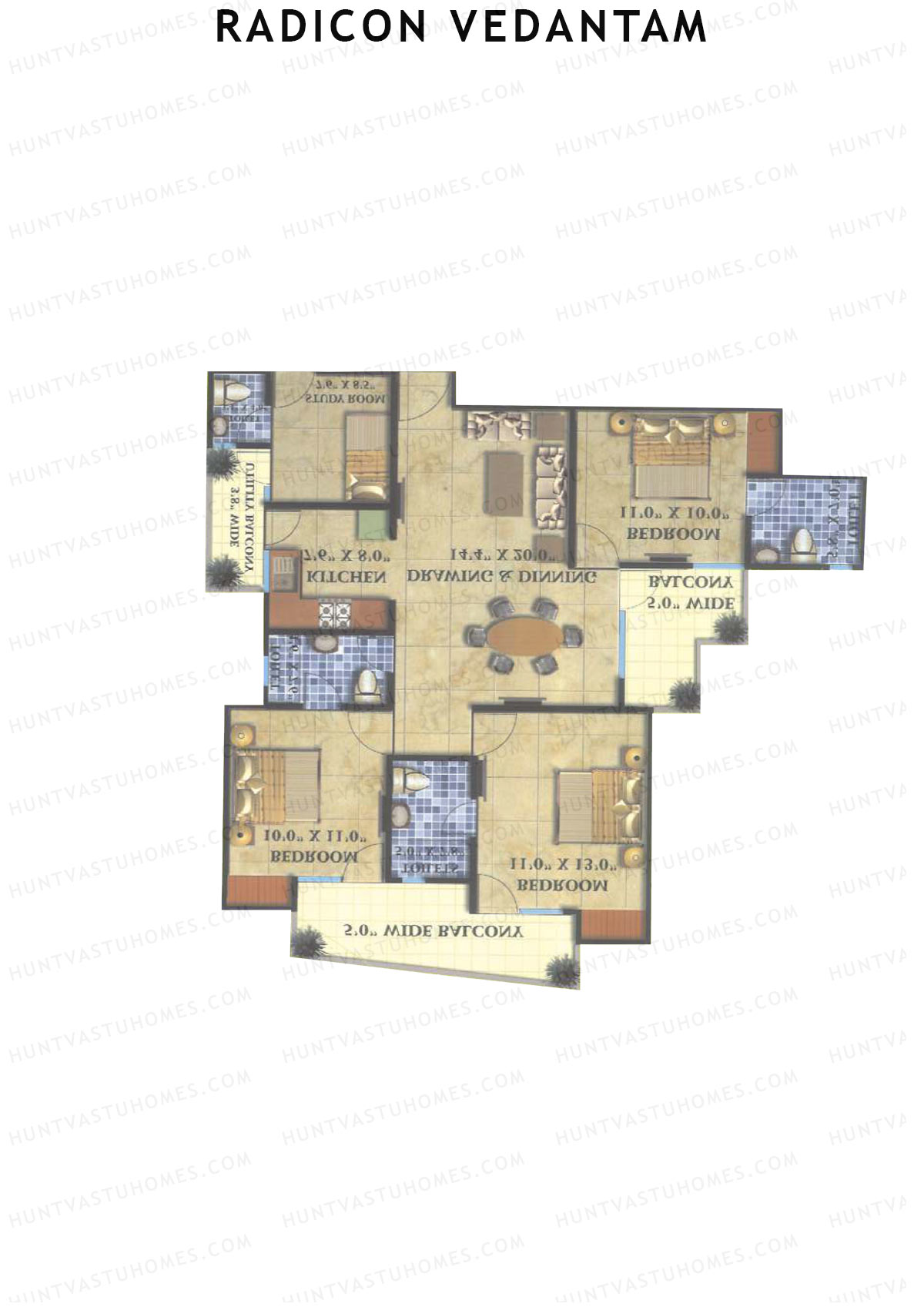 Radicon Vedantam Tower D2F Unit 4 Floor Plan