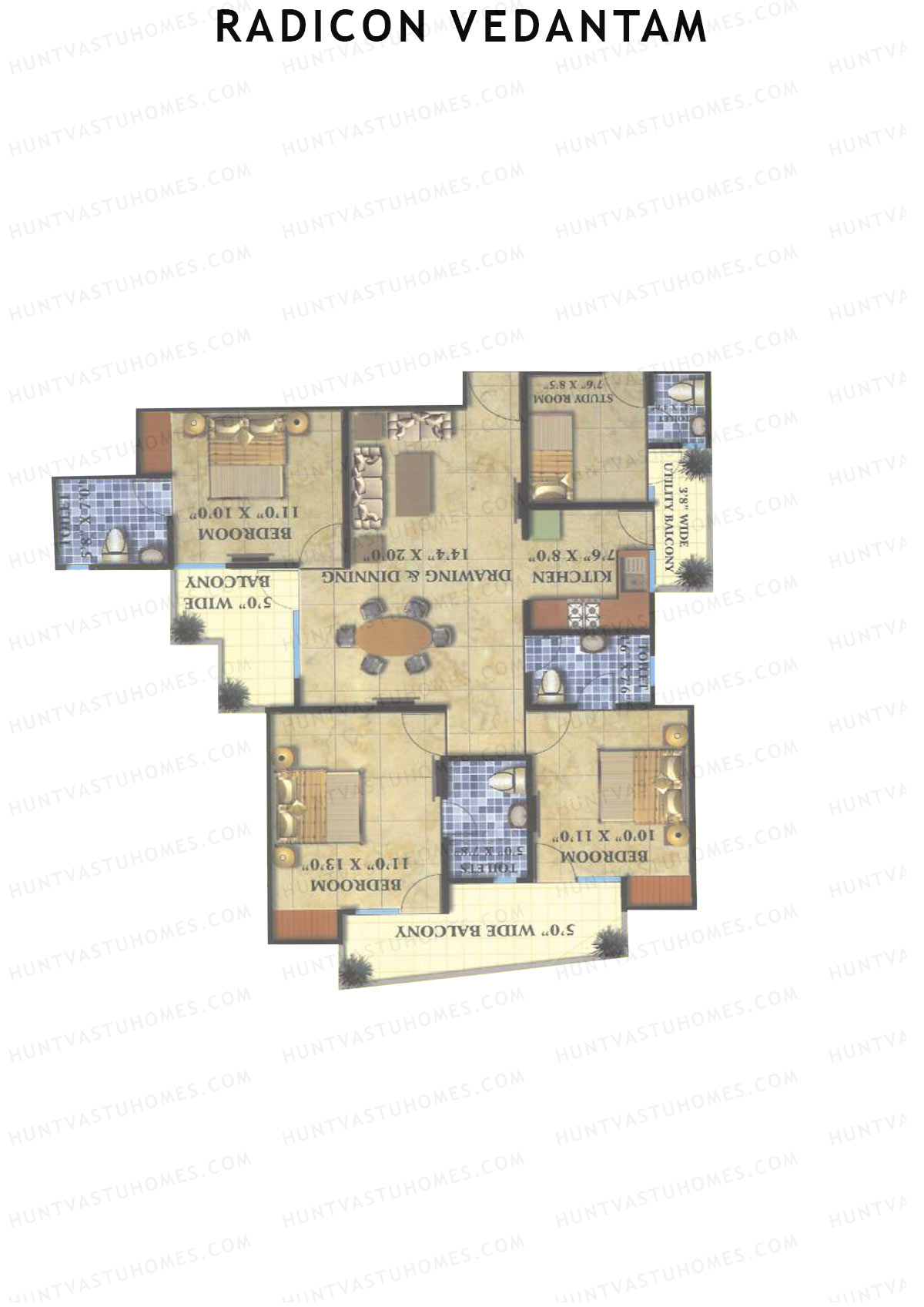 Radicon Vedantam Tower D2F Unit 5 Floor Plan