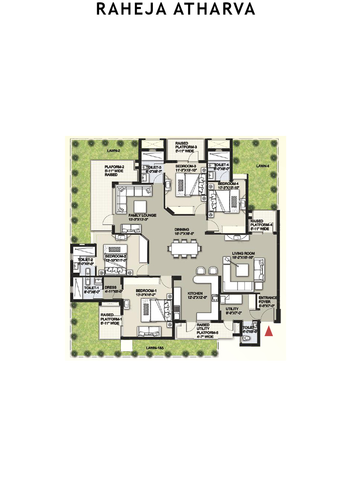Raheja Atharva Tower A Unit 3 (Type A ) Floor Plan