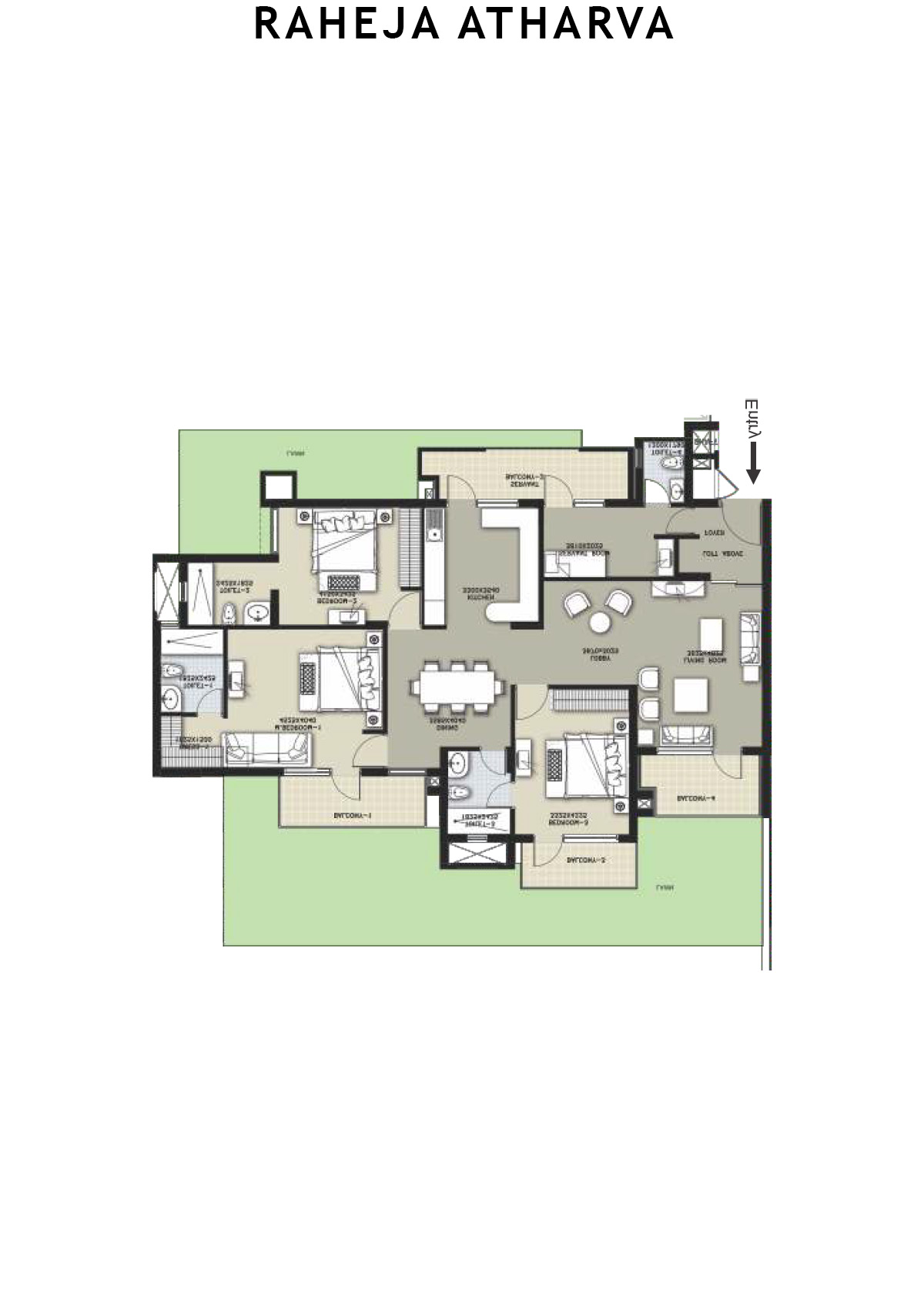 Raheja Atharva Tower B Unit 1 (Type B ) Floor Plan
