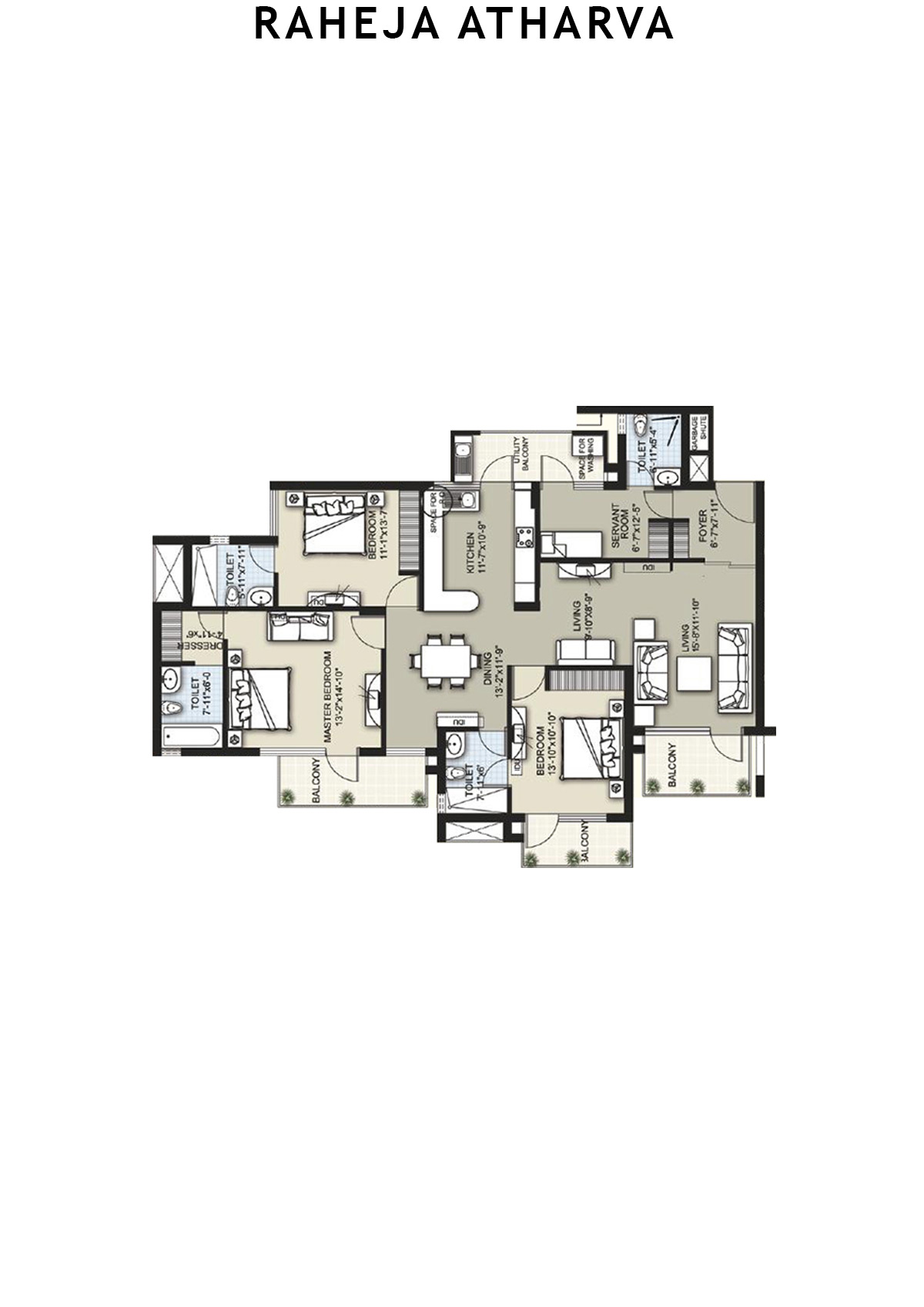 Raheja Atharva Tower C Unit 1 (Type A) Floor Plan