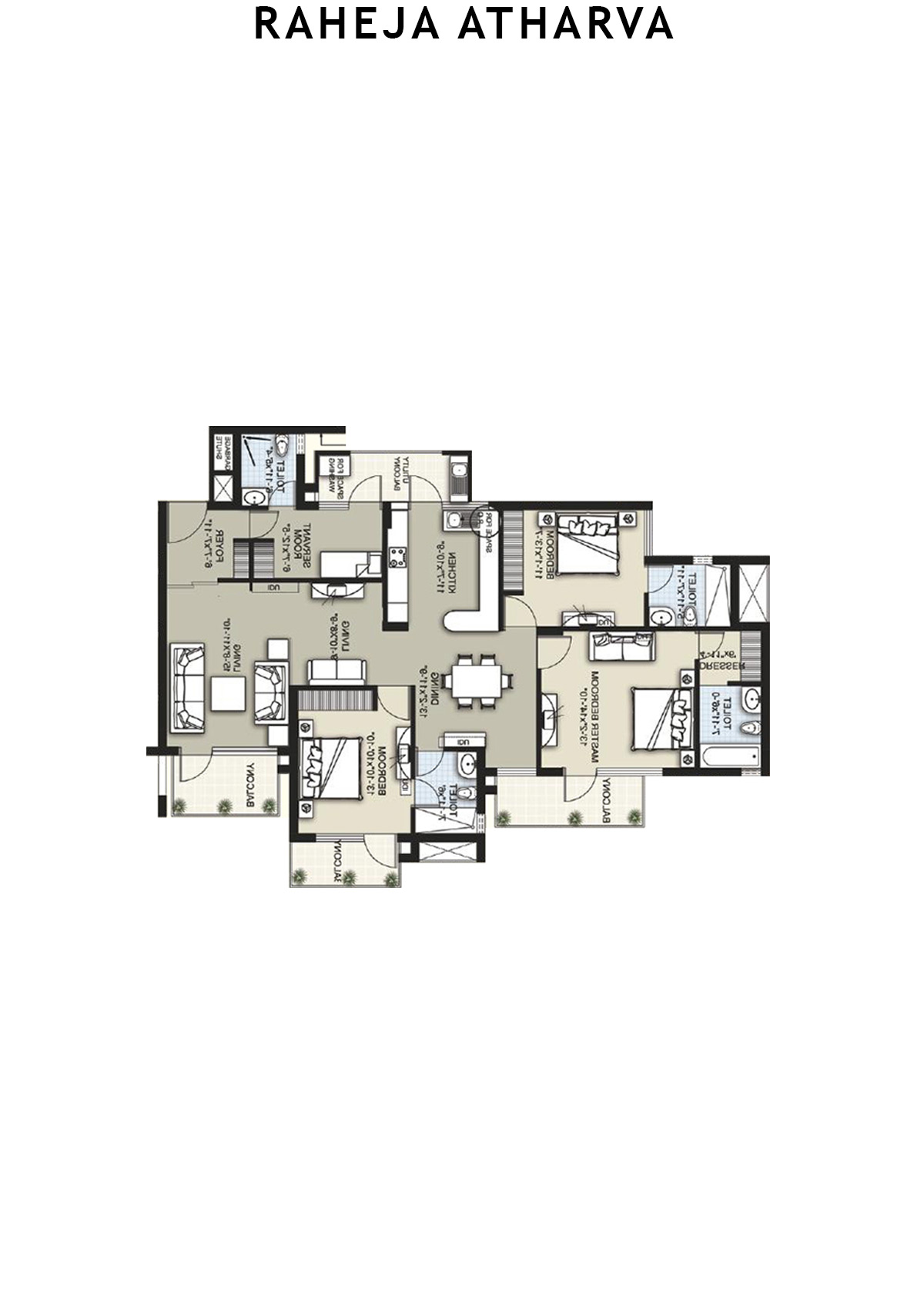 Raheja Atharva Tower C Unit 2 (Type A) Floor Plan
