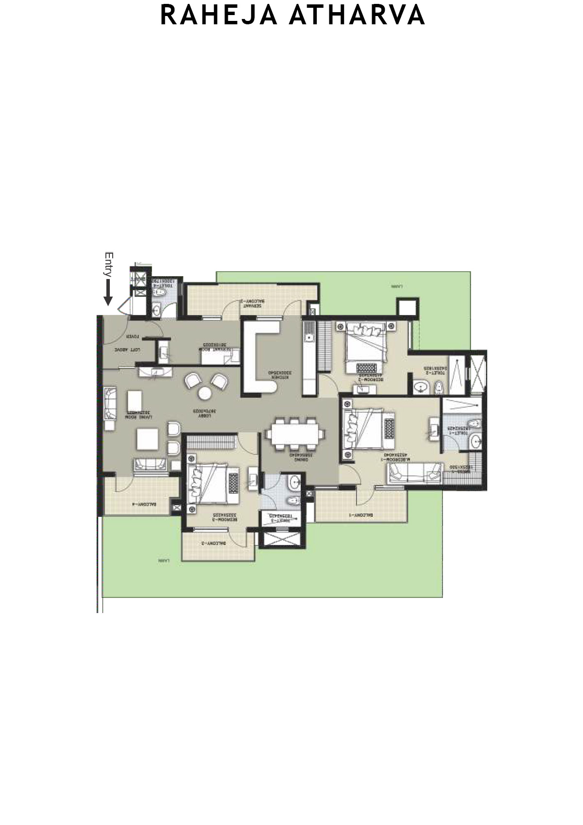 Raheja Atharva Tower C Unit 2 (Type B ) Floor Plan