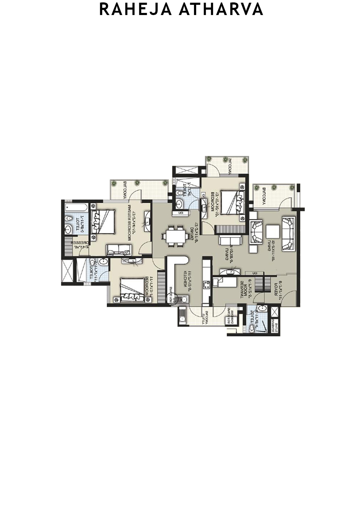 Raheja Atharva Tower C Unit 3 (Type A) Floor Plan