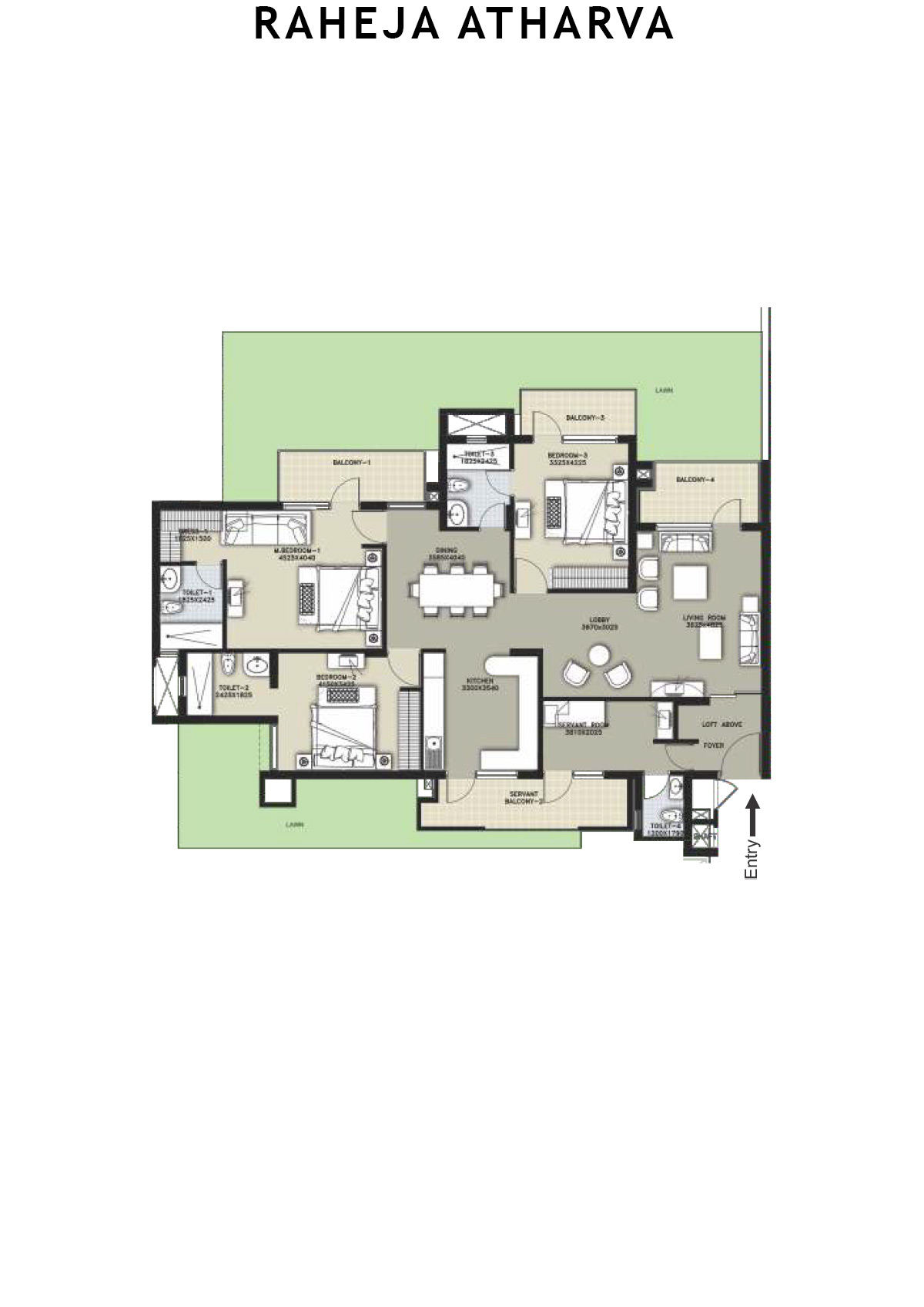 Raheja Atharva Tower C Unit 3 (Type B ) Floor Plan