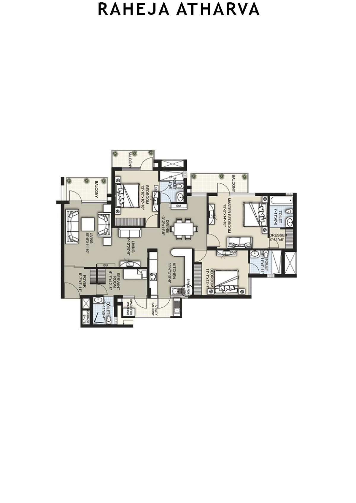 Raheja Atharva Tower C Unit 4 (Type A) Floor Plan