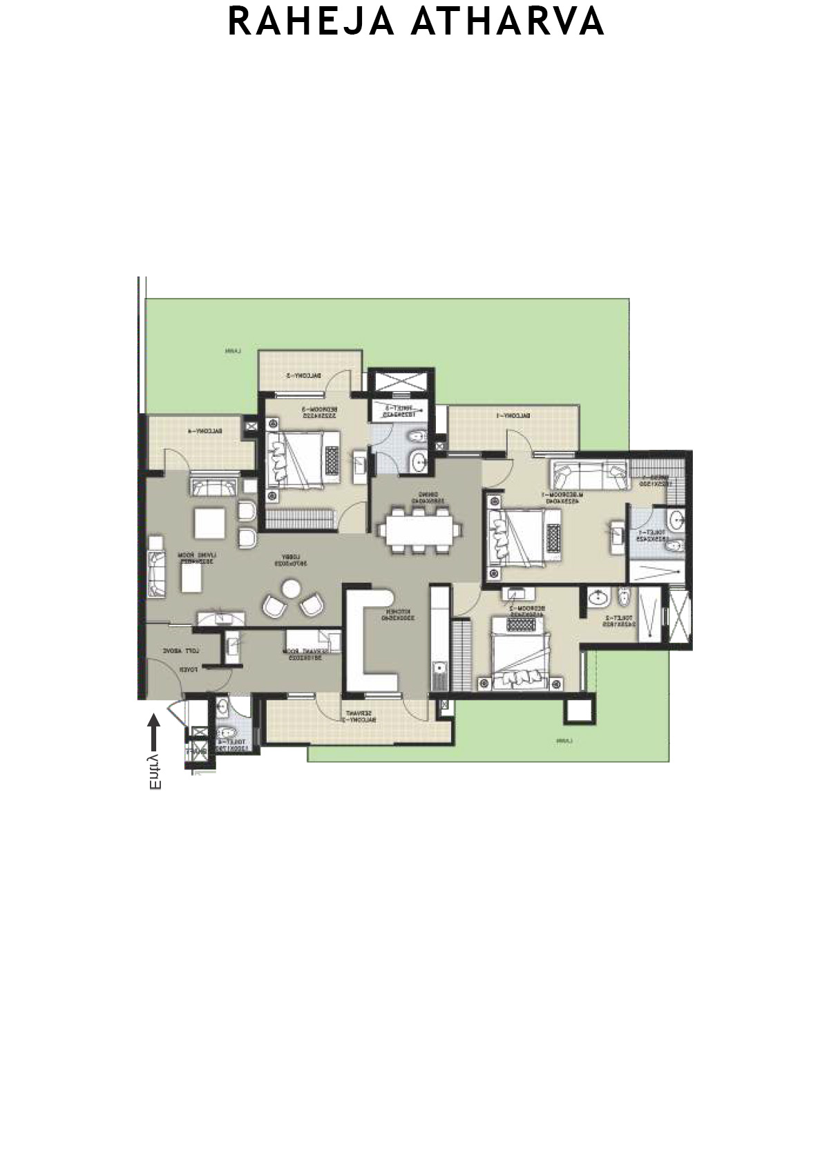 Raheja Atharva Tower C Unit 4 (Type B ) Floor Plan