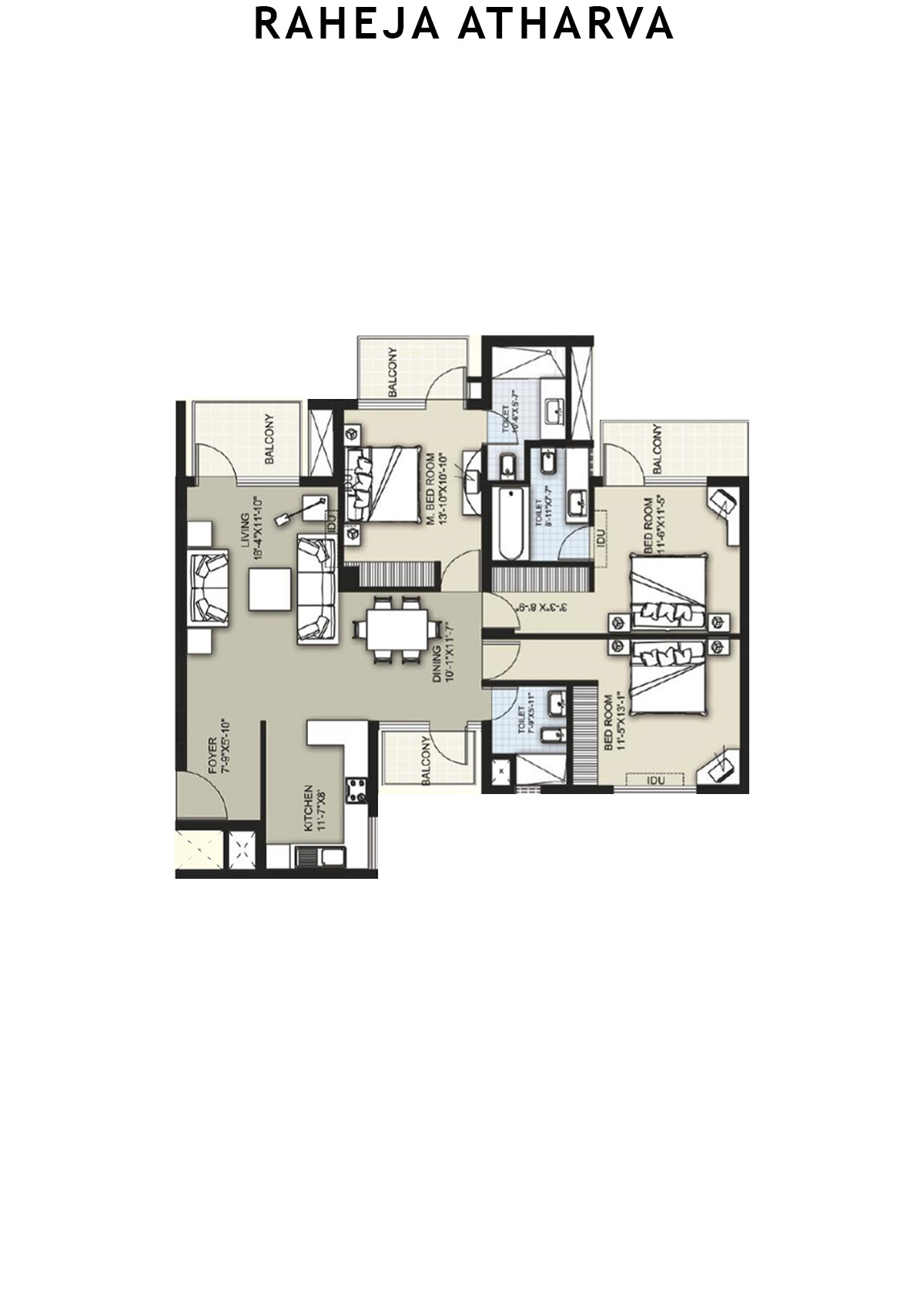 Raheja Atharva Tower E Unit 5 (Type B) Floor Plan