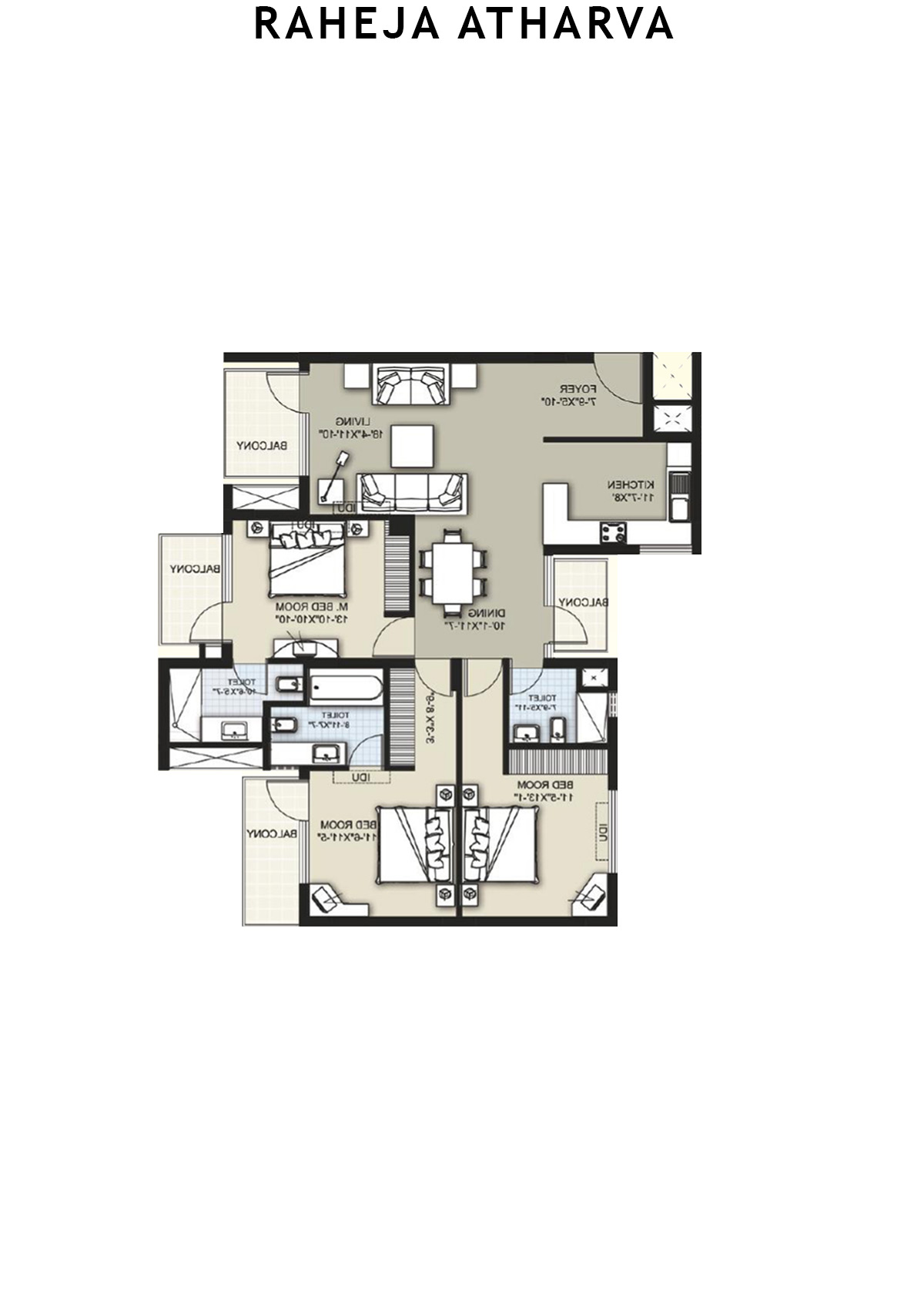 Raheja Atharva Tower F Unit 1 (Type B) Floor Plan