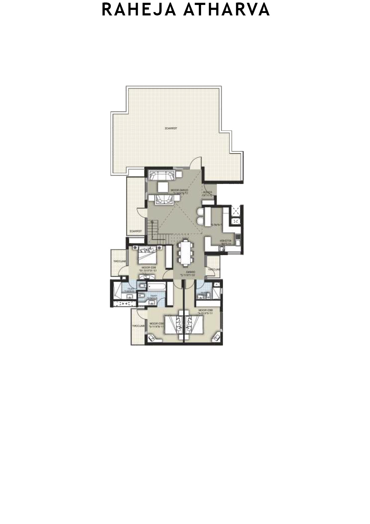 Raheja Atharva Tower F Unit 1 (Penthouse) Floor Plan