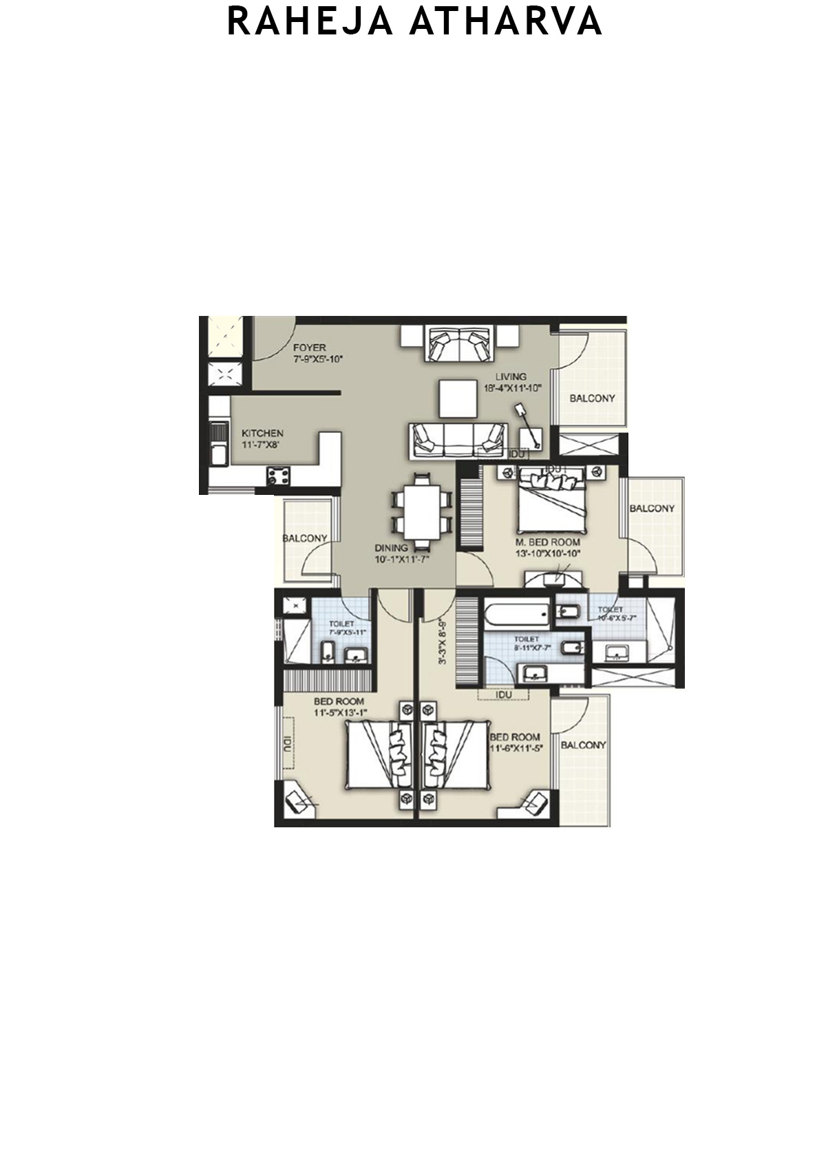 Raheja Atharva Tower F Unit 2 (Type B) Floor Plan