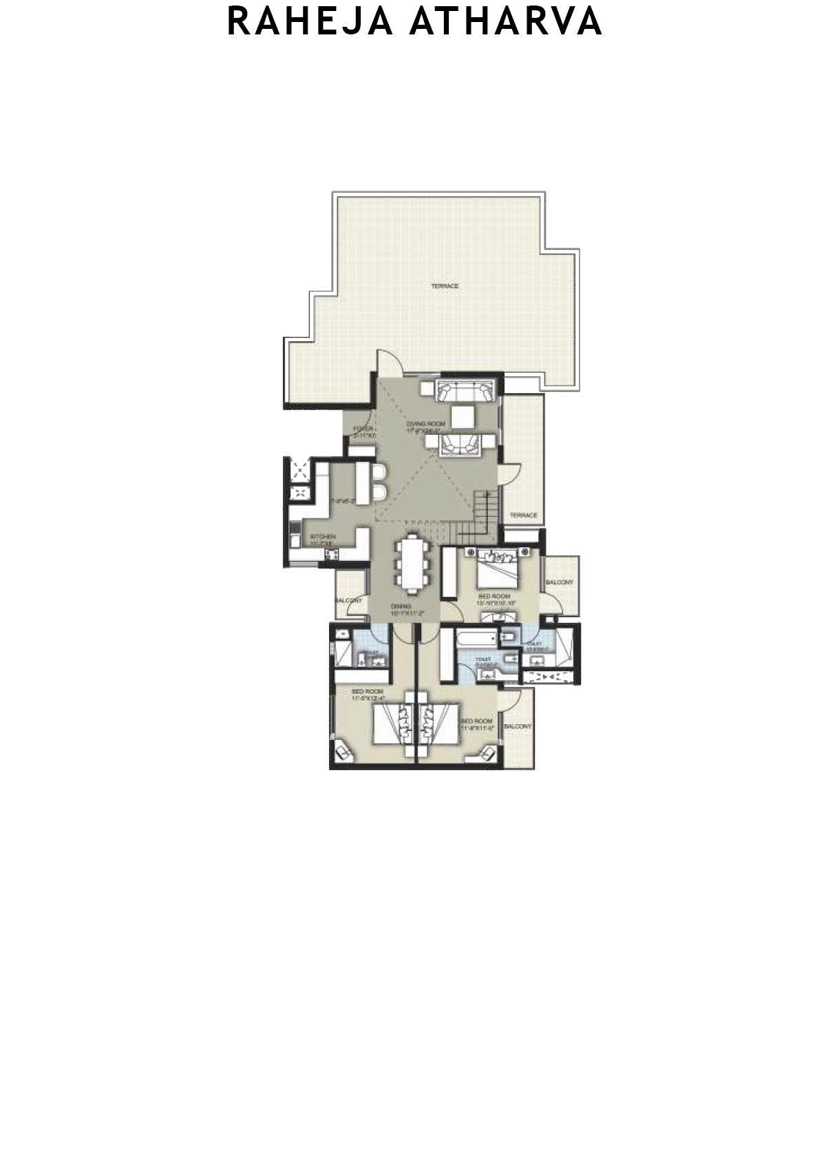 Raheja Atharva Tower F Unit 2 (Penthouse) Floor Plan