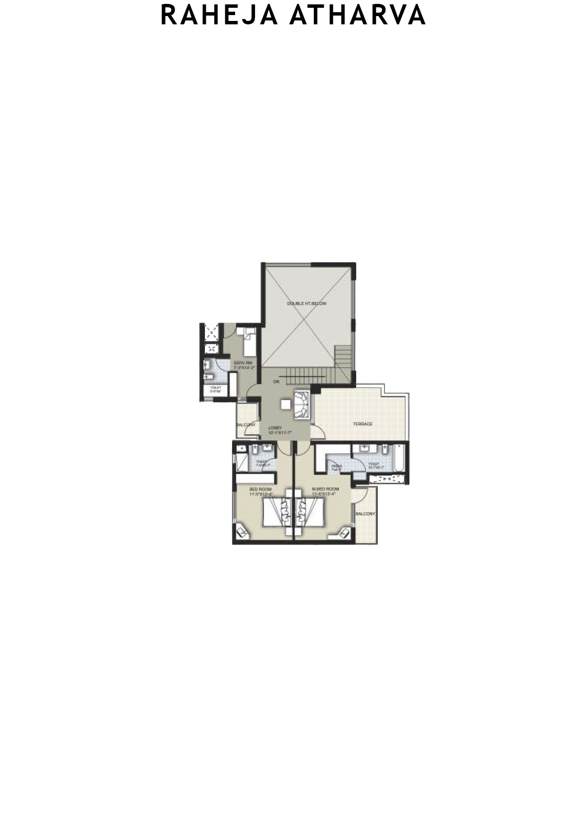Raheja Atharva Tower F Unit 2 (Penthouse) Floor Plan