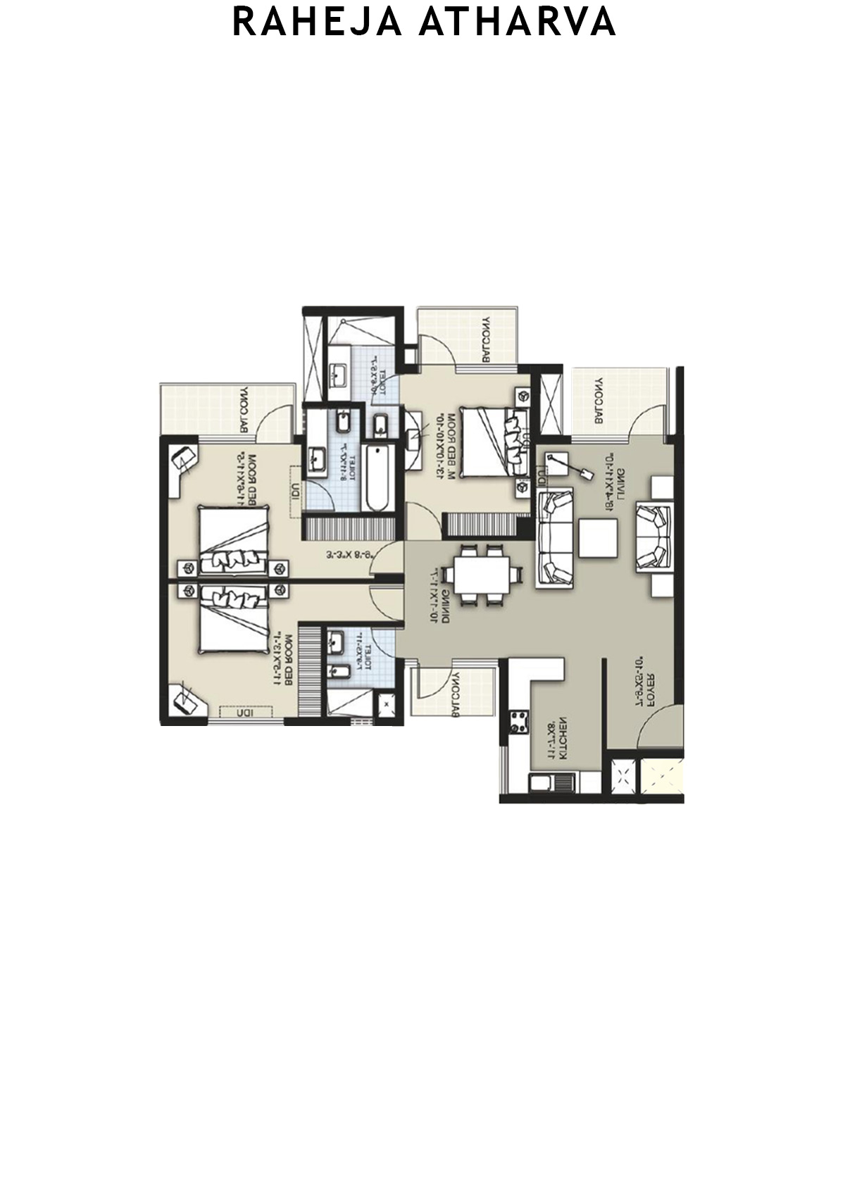 Raheja Atharva Tower F Unit 5 (Type B) Floor Plan