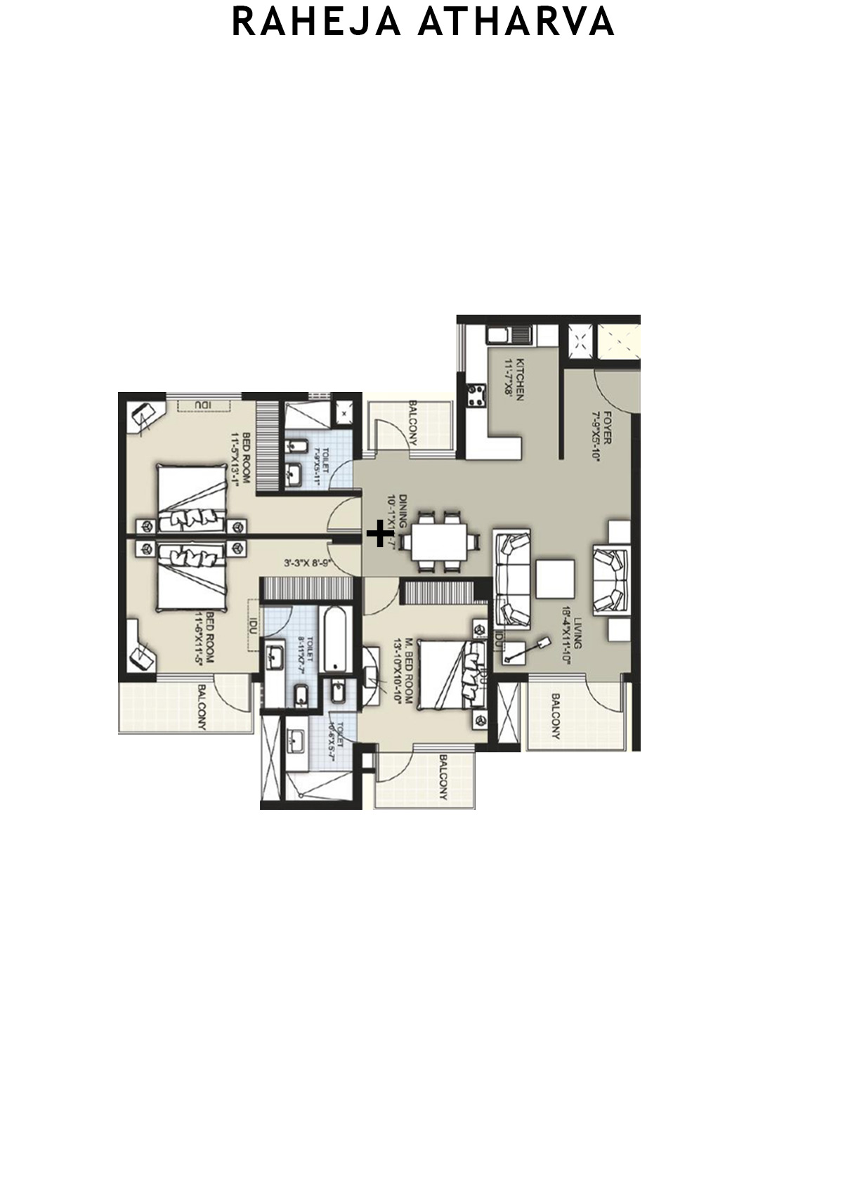 Raheja Atharva Tower G Unit 5 (Type B) Floor Plan