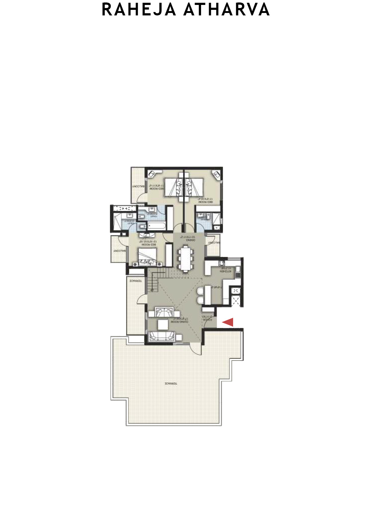 Raheja Atharva Tower H Unit 1 (Penthouse) Floor Plan