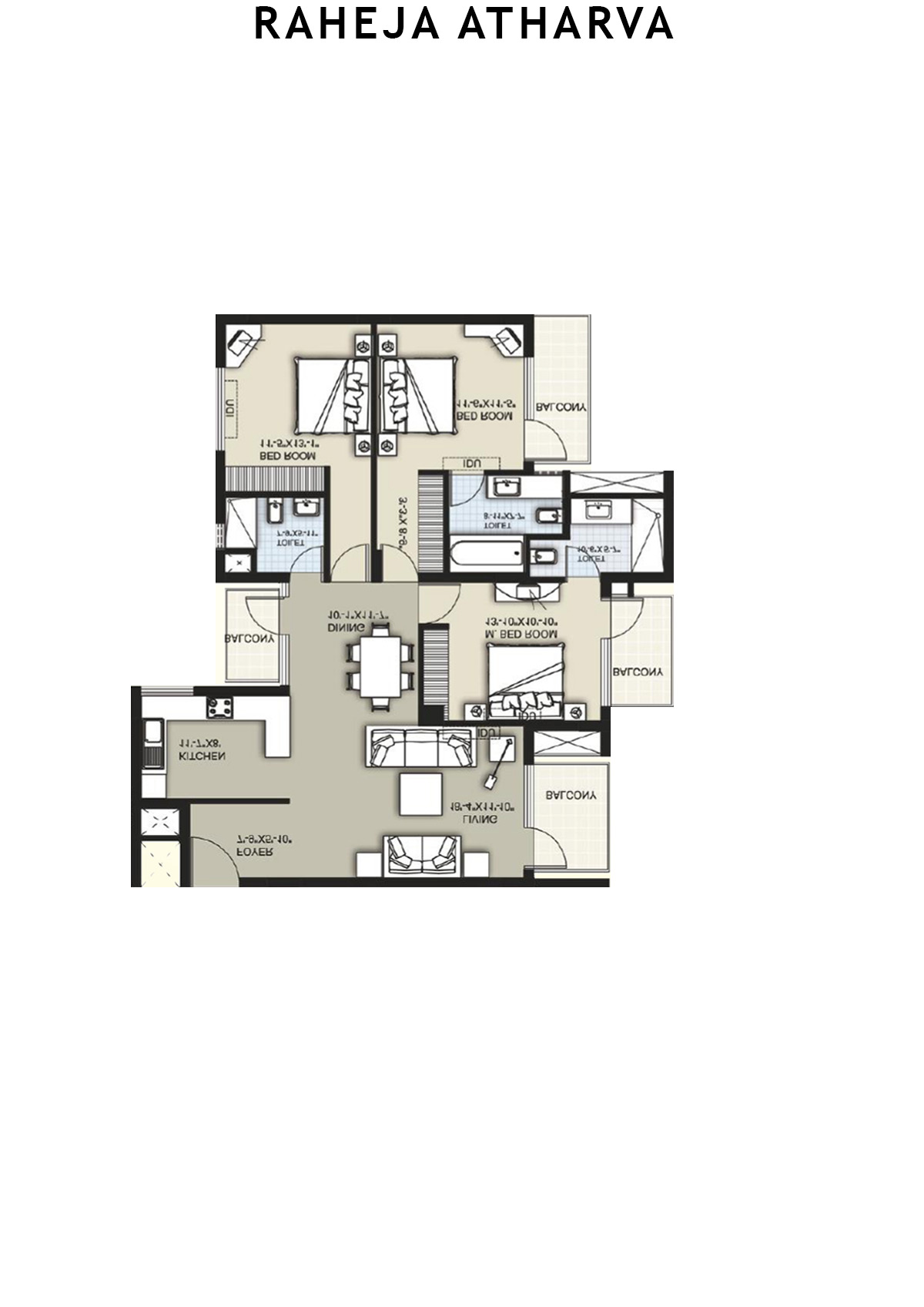 Raheja Atharva Tower H Unit 2 (Type B) Floor Plan