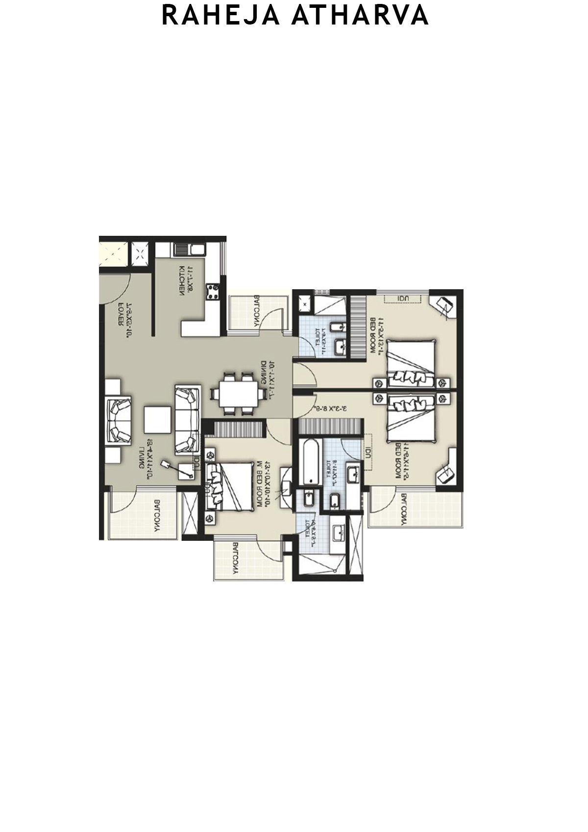 Raheja Atharva Tower H Unit 5 (Type B) Floor Plan