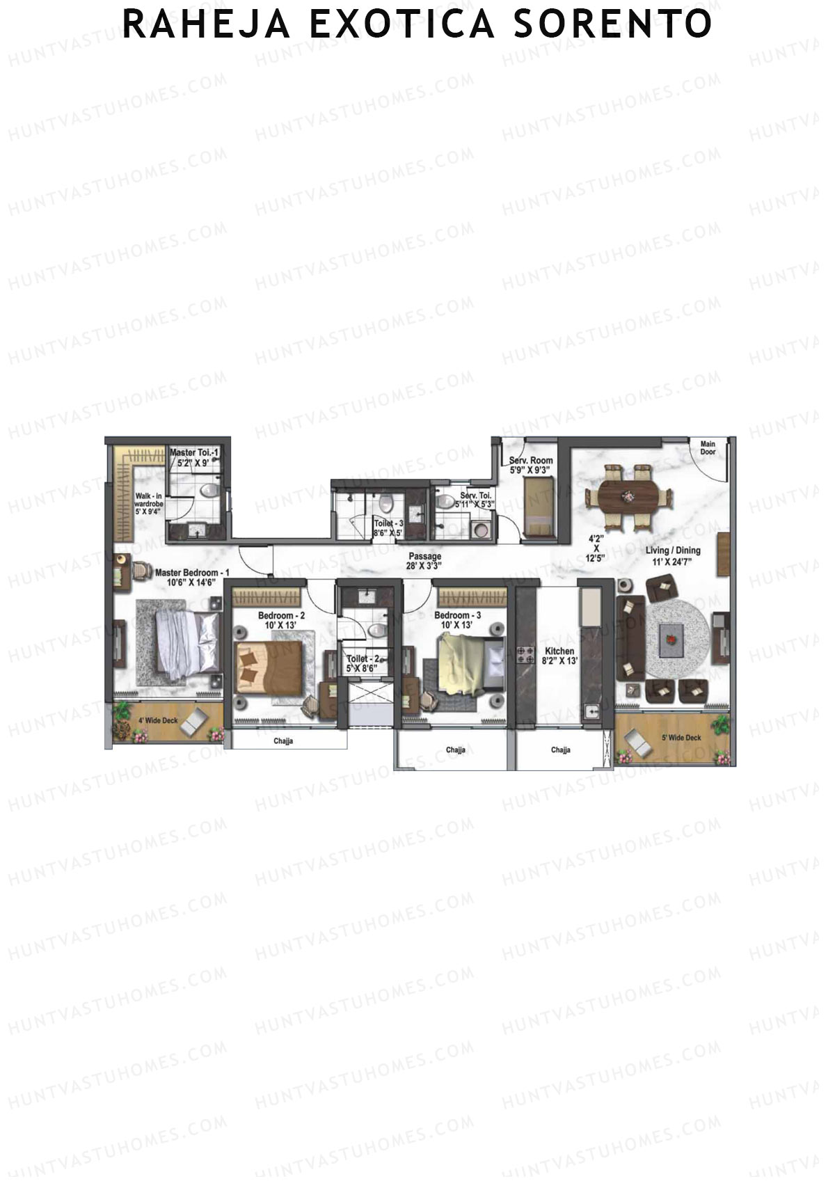 Raheja Exotica Sorento Tower A Unit 3 Floor Plan