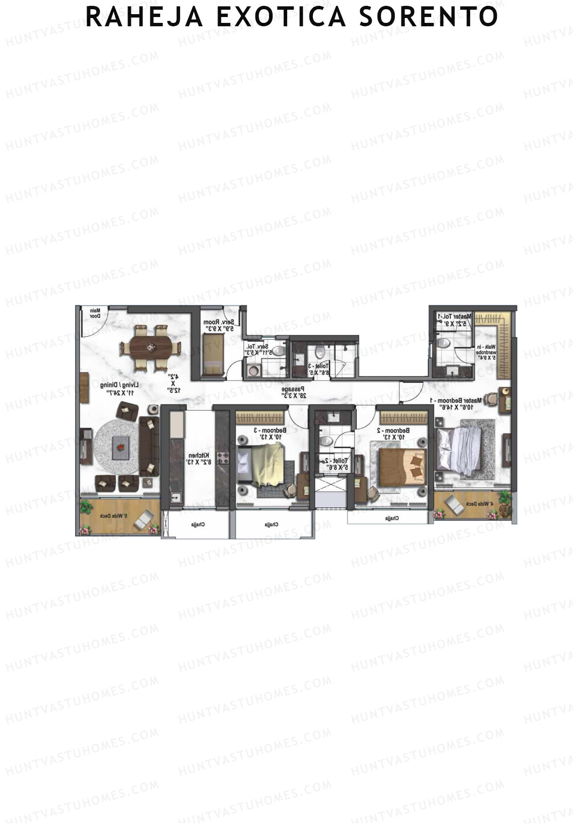 Raheja Exotica Sorento Tower A Unit 3 Floor Plan