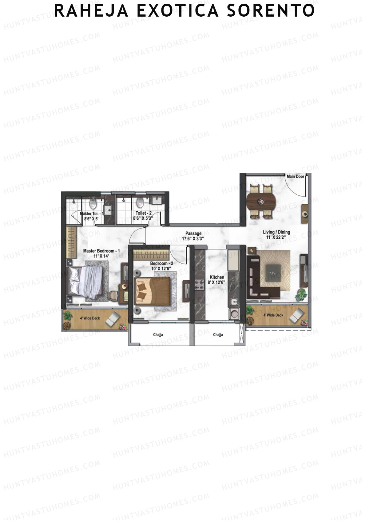 Raheja Exotica Sorento Tower B Unit 3 Floor Plan