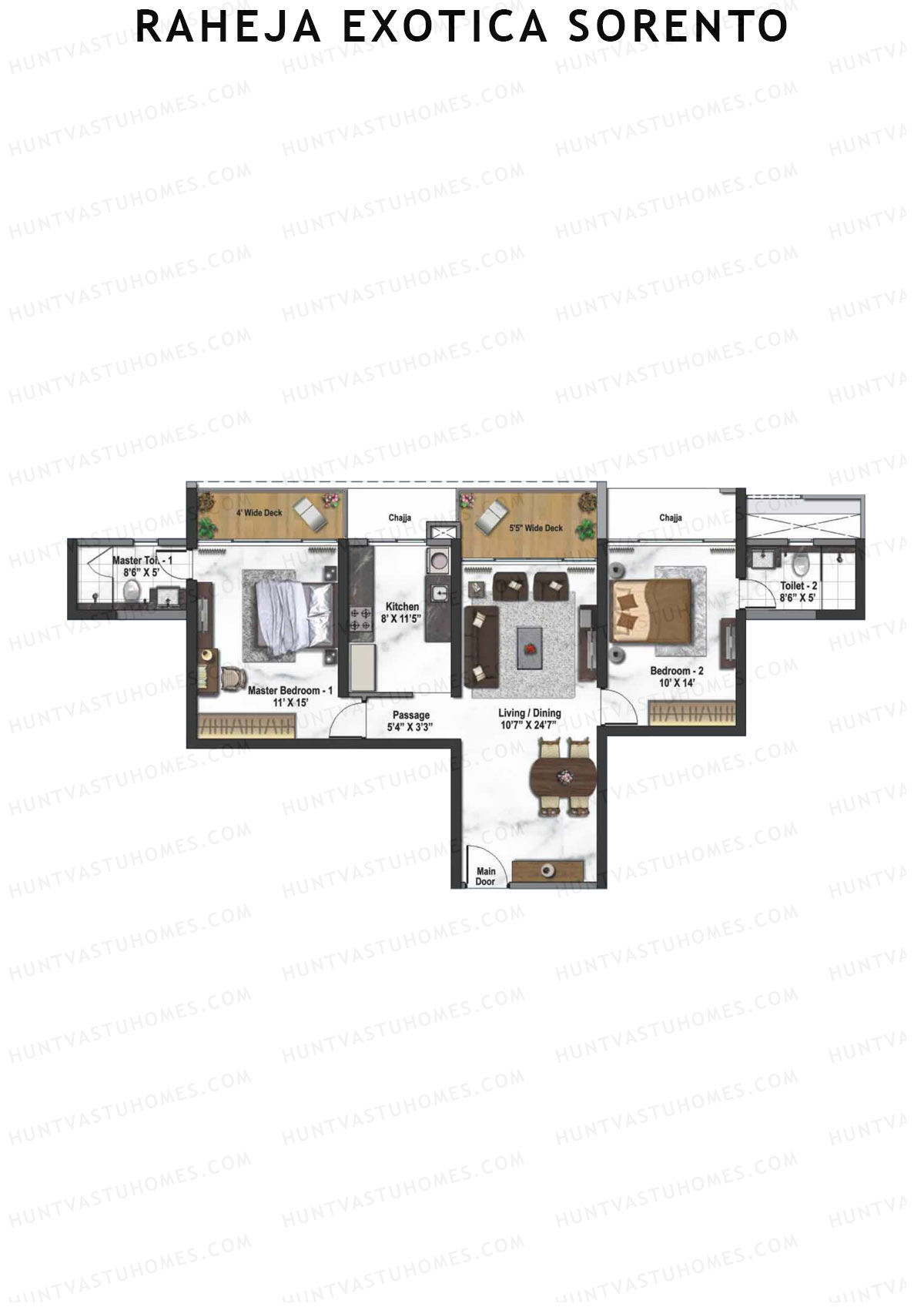 Raheja Exotica Sorento Tower B Unit 5 Floor Plan