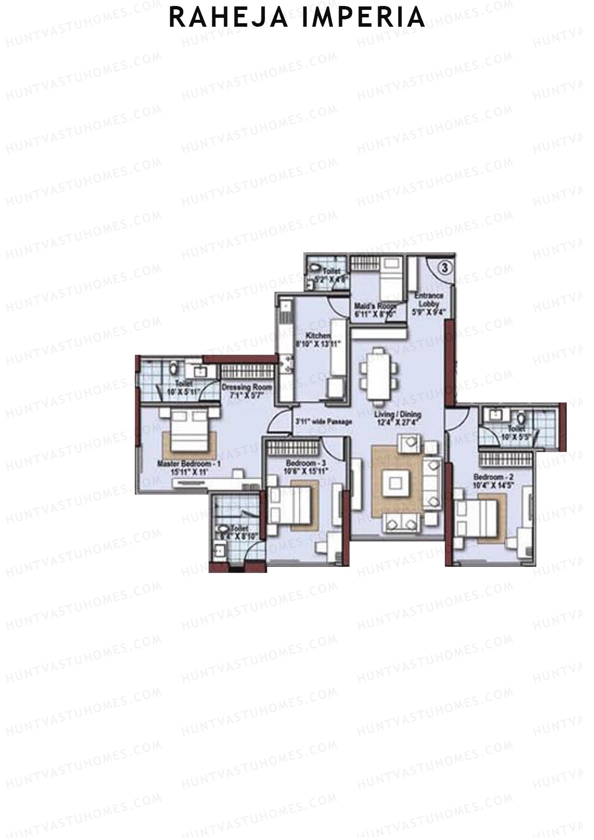 Raheja Imperia Wing A Unit 3 Floor Plan
