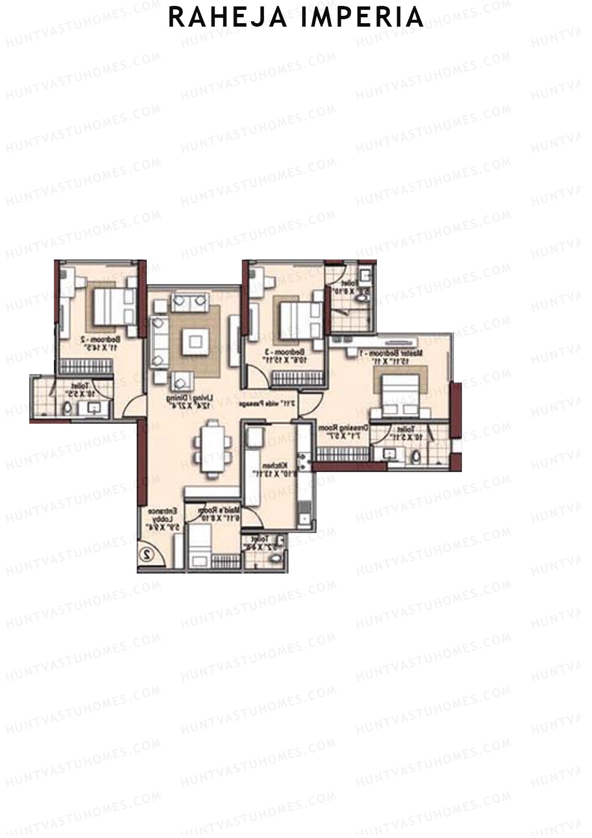 Raheja Imperia Wing B Unit 2 Floor Plan
