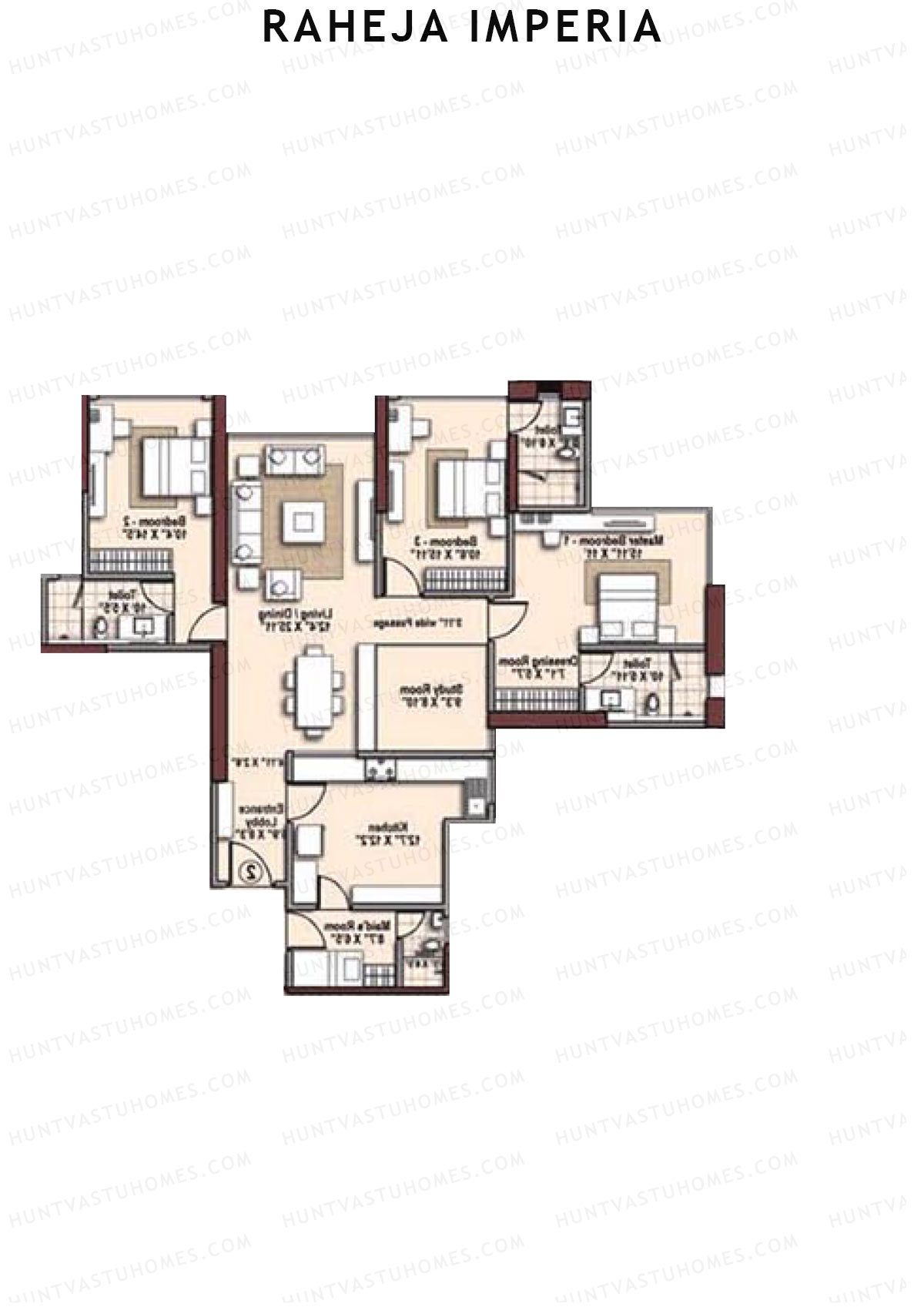 Raheja Imperia Wing B Unit 2 Floor Plan