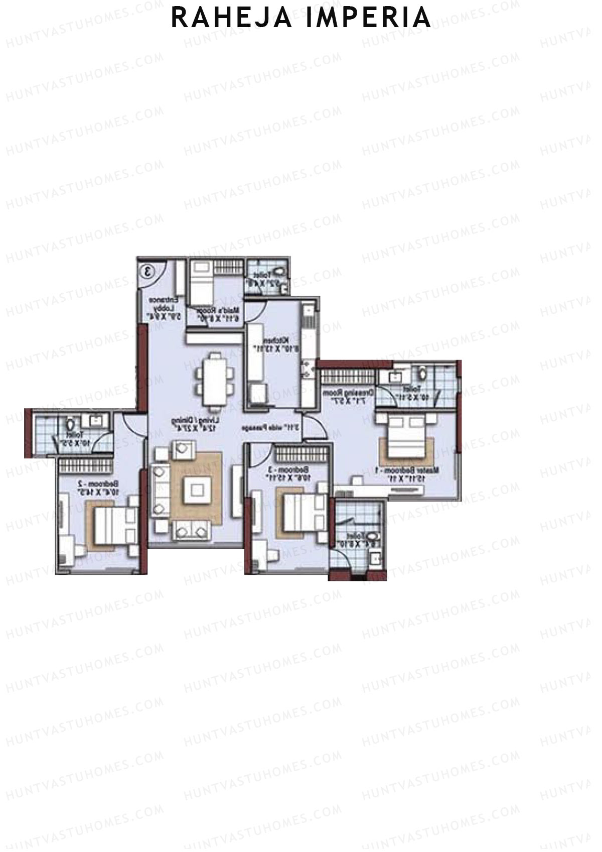 Raheja Imperia Wing B Unit 3  Floor Plan