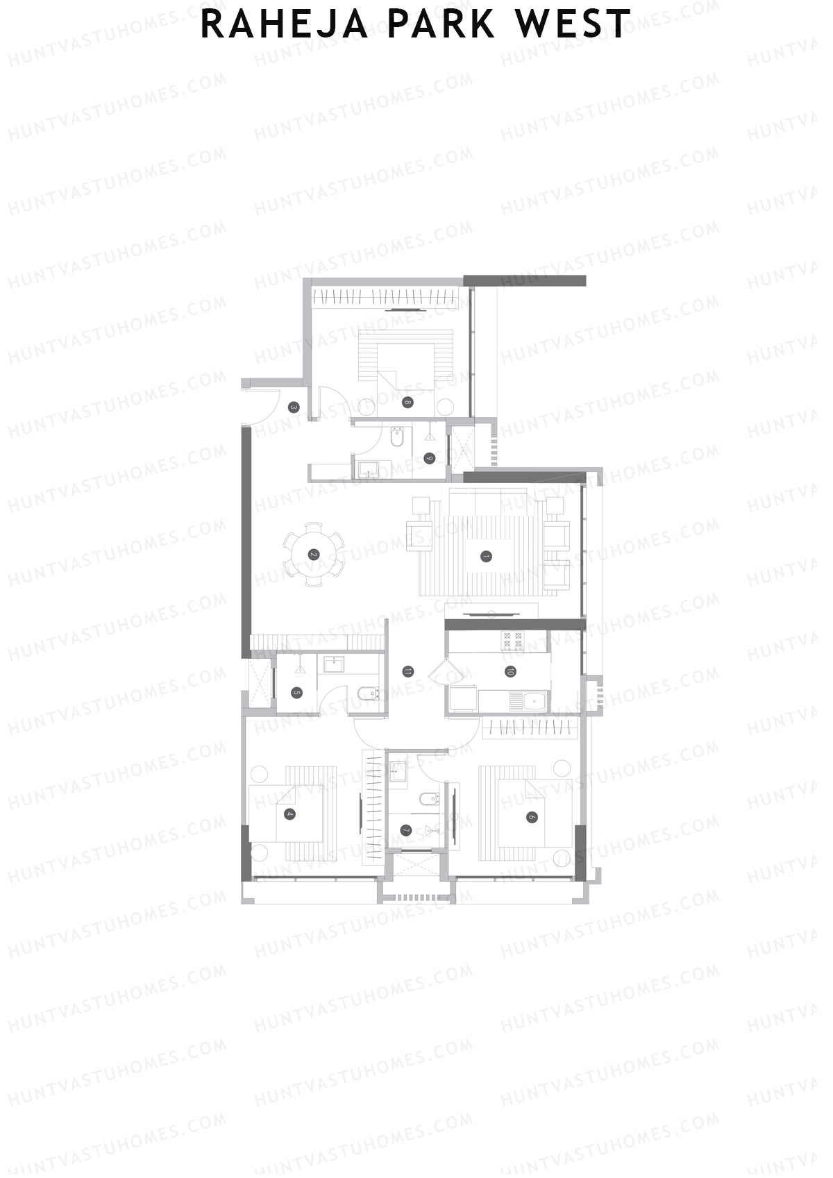 Raheja Park West Wing B Unit 3 Floor Plan