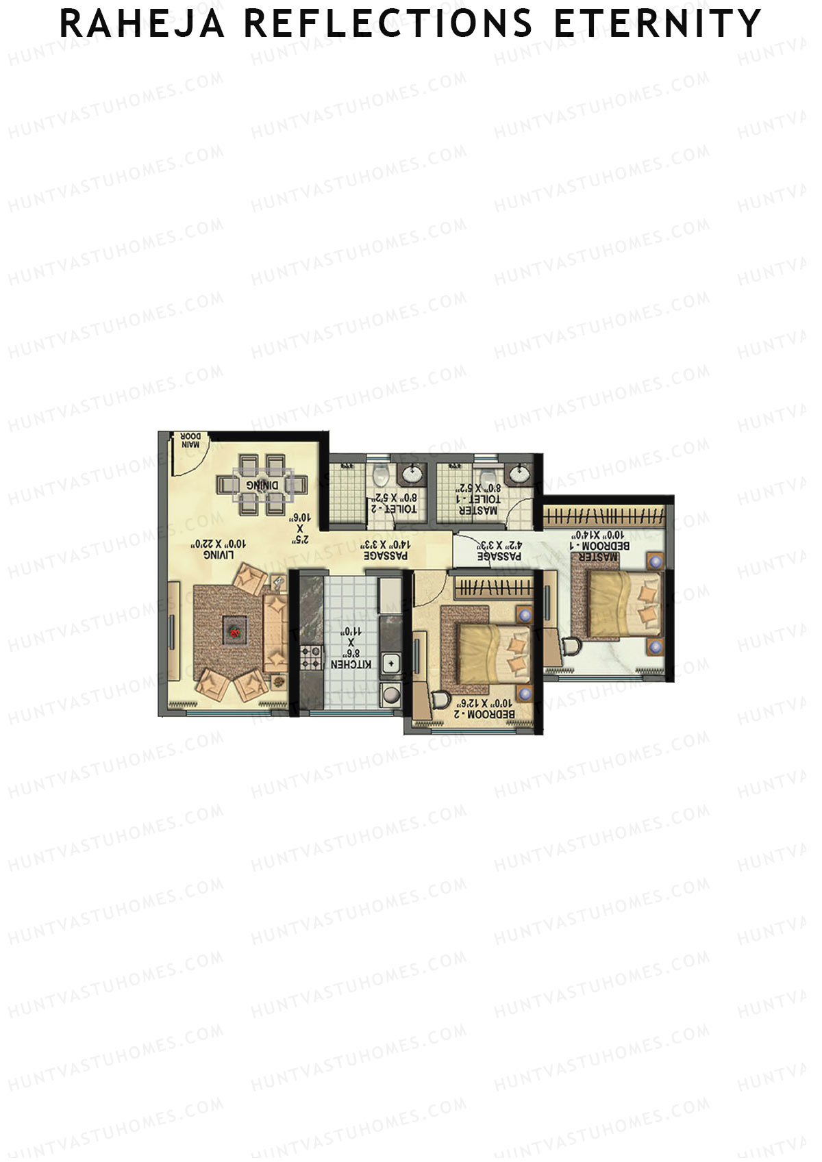 Raheja Reflections Eternity Wing B Unit 3 Floor Plan