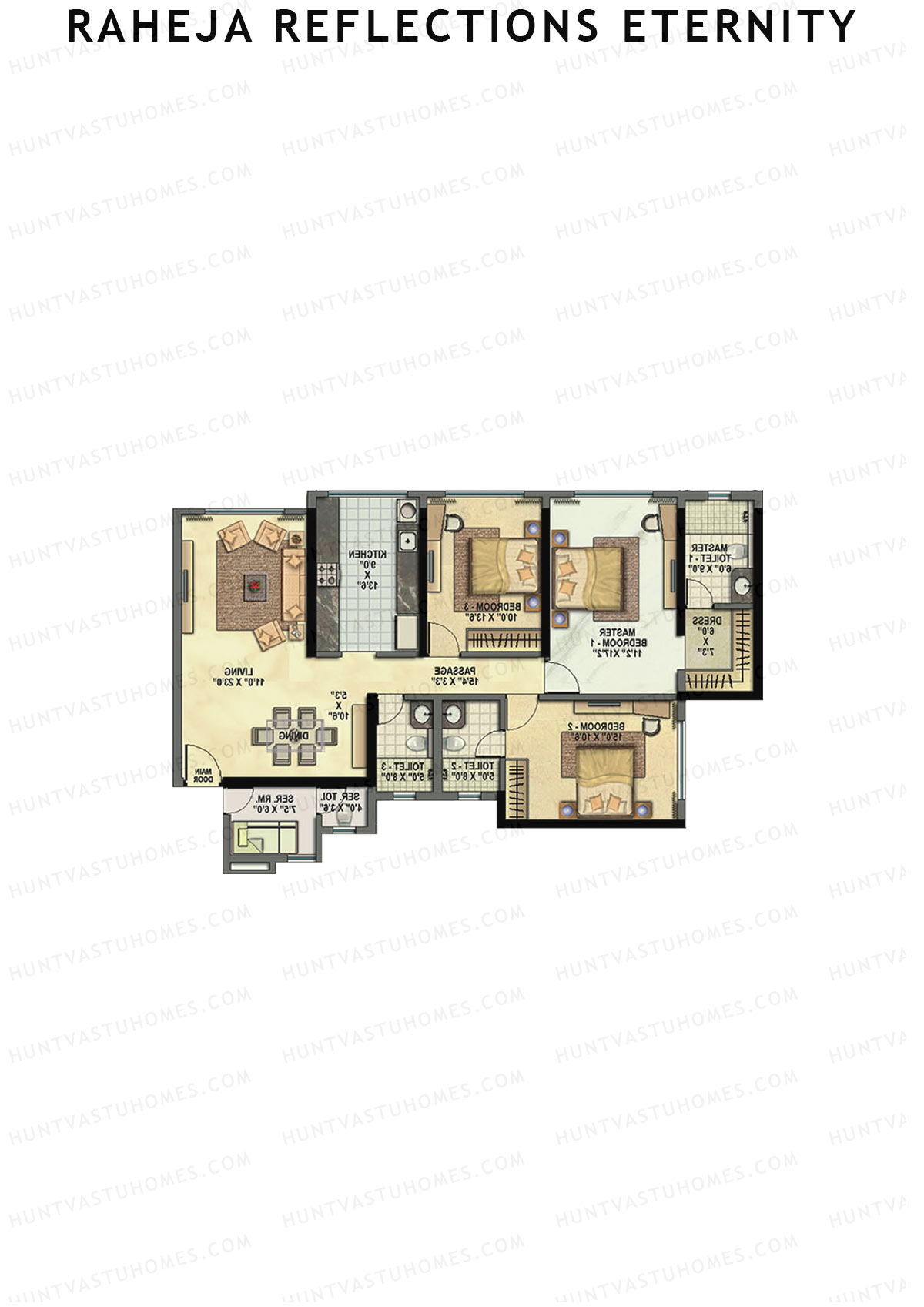 Raheja Reflections Eternity Wing C Unit 1 Floor Plan