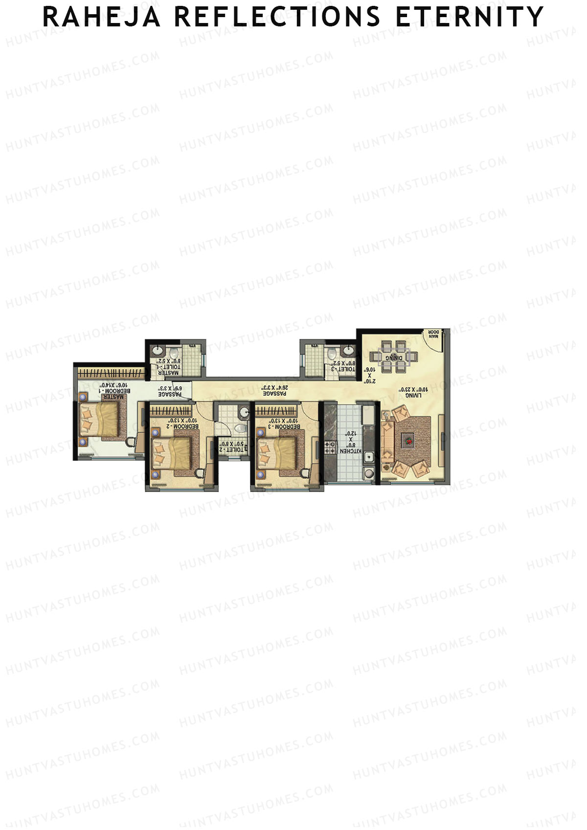 Raheja Reflections Eternity Wing C Unit 3 Floor Plan