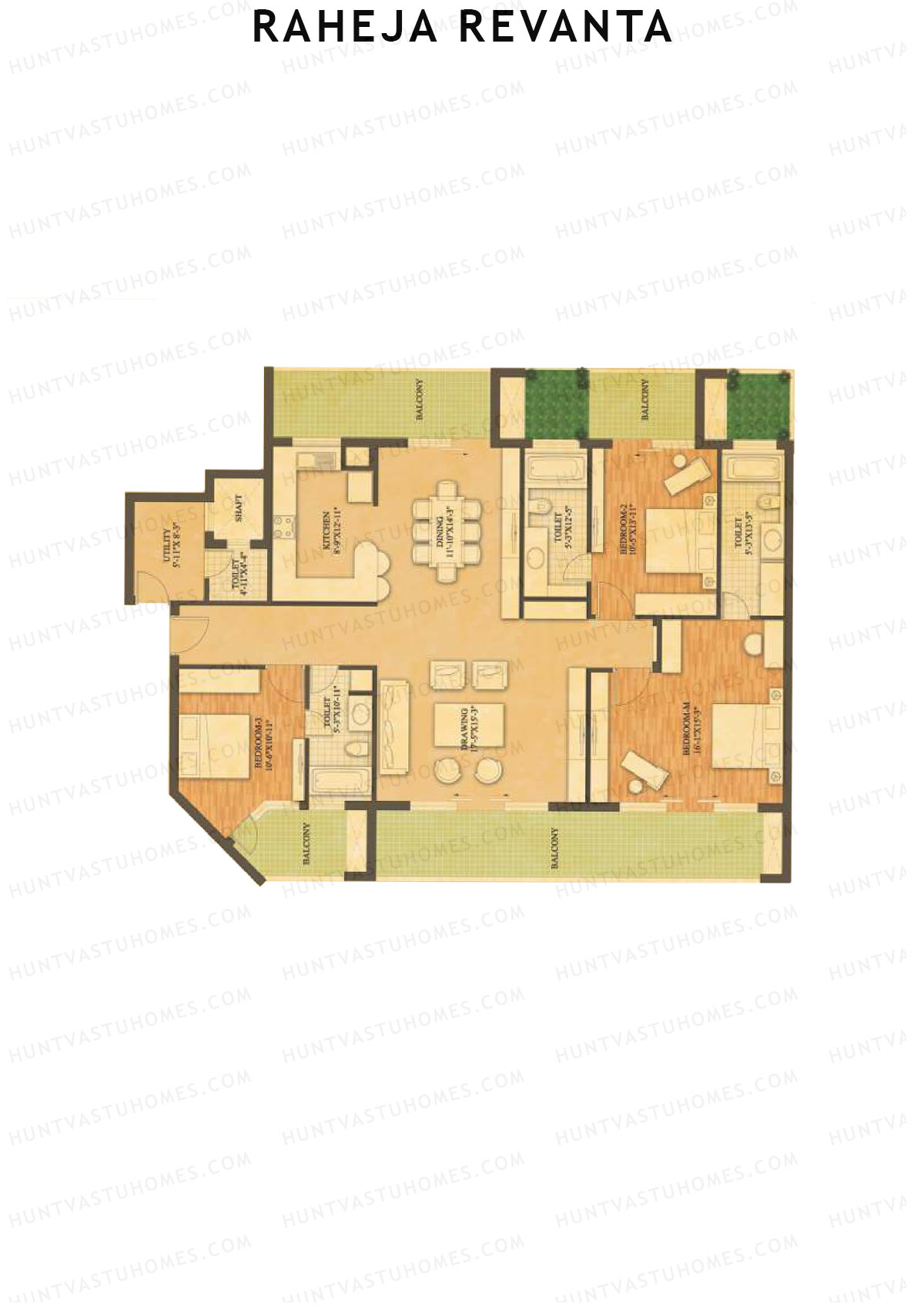 Raheja Revanta Tower B Unit 4 Floor Plan