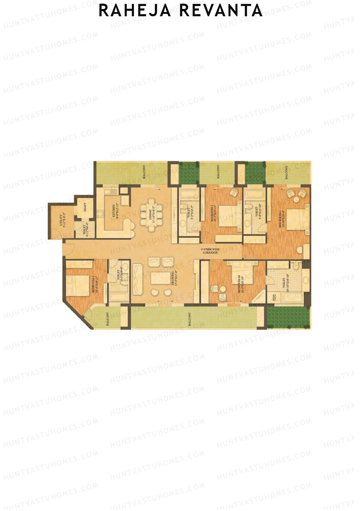 Raheja Revanta Tower B Unit 4 Floor Plan