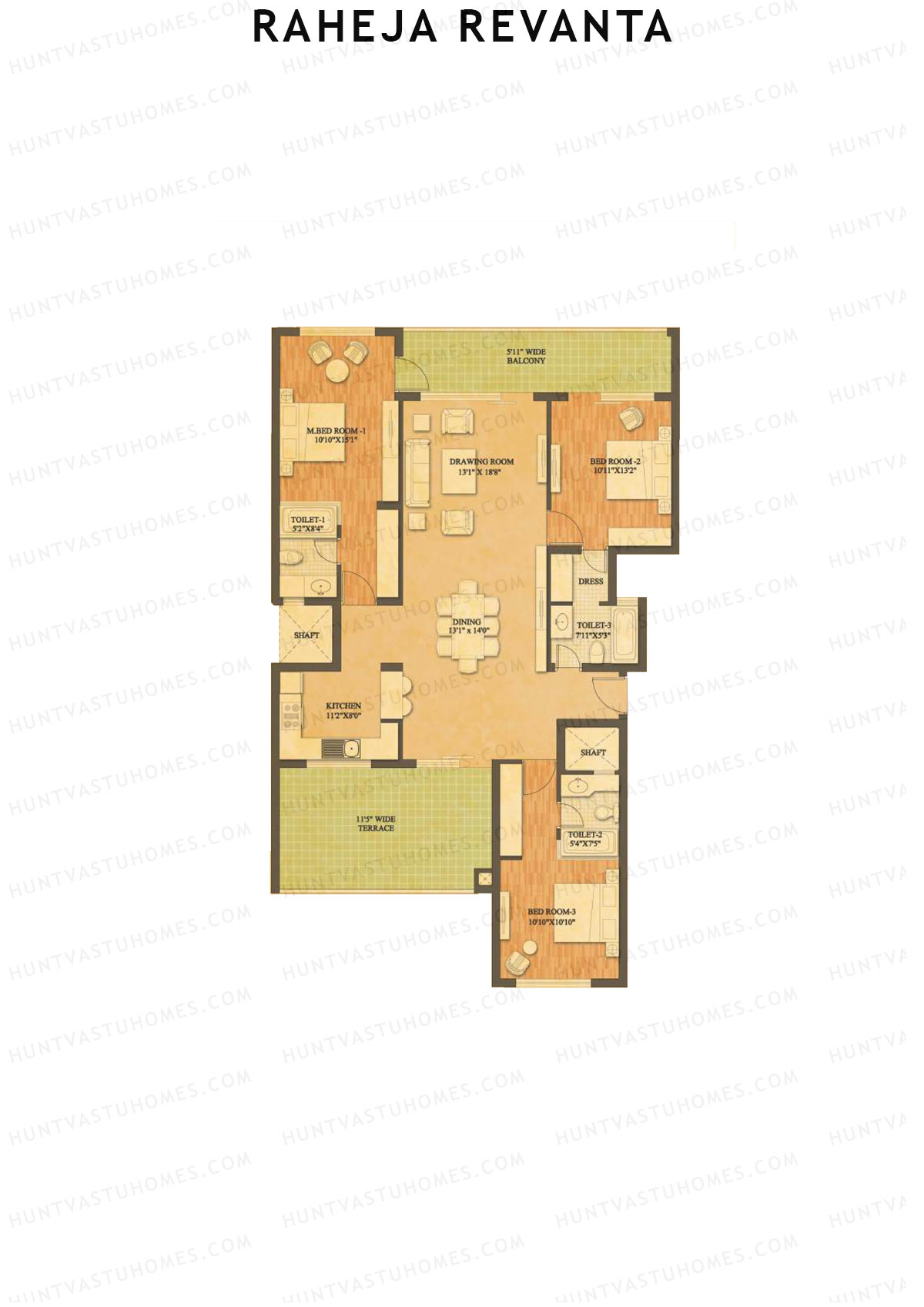 Raheja Revanta Block 1-4 Unit 1 Floor Plan