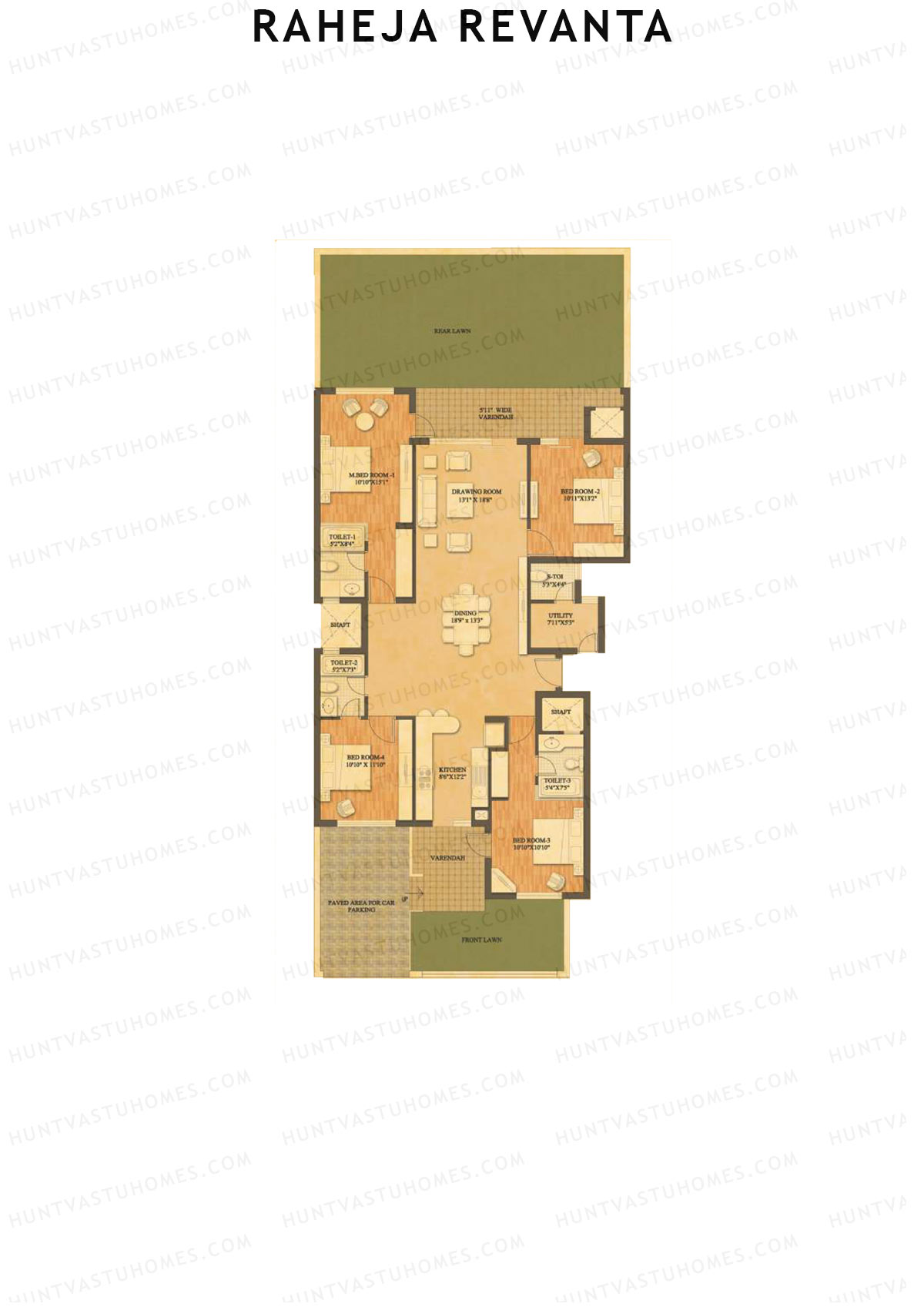 Raheja Revanta Block 1-4 Unit 1 Floor Plan